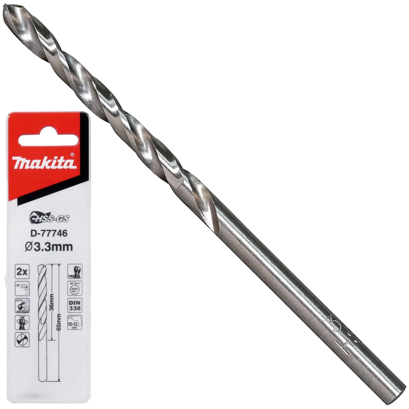 Makita HSS-GS Metal Drill Bit 135° Split Point 1.0-16.0mm Choose Size  White Rose Tools