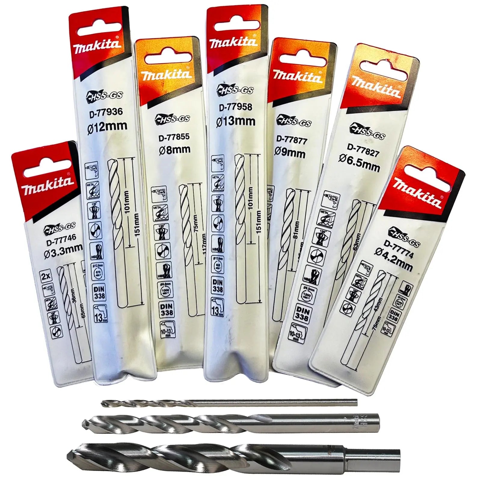 Makita HSS-GS Metal Drill Bit 135° Split Point 1.0-16.0mm Choose Size  White Rose Tools