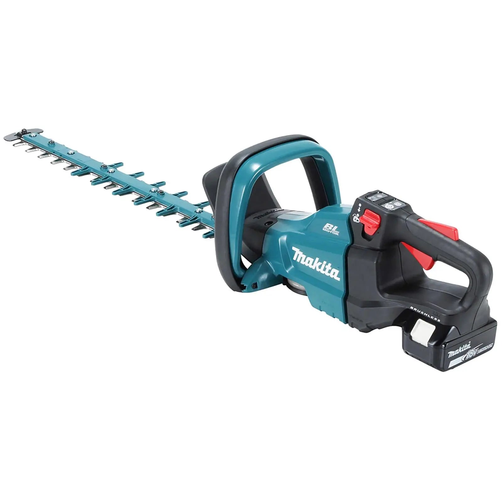 Makita Hedge Trimmer Kit 50cm 18V LXT Li-ion Brushless Cordless 5Ah Battery and Charger Garden Bush Cutter Cutting DUH502RT  White Rose Tools