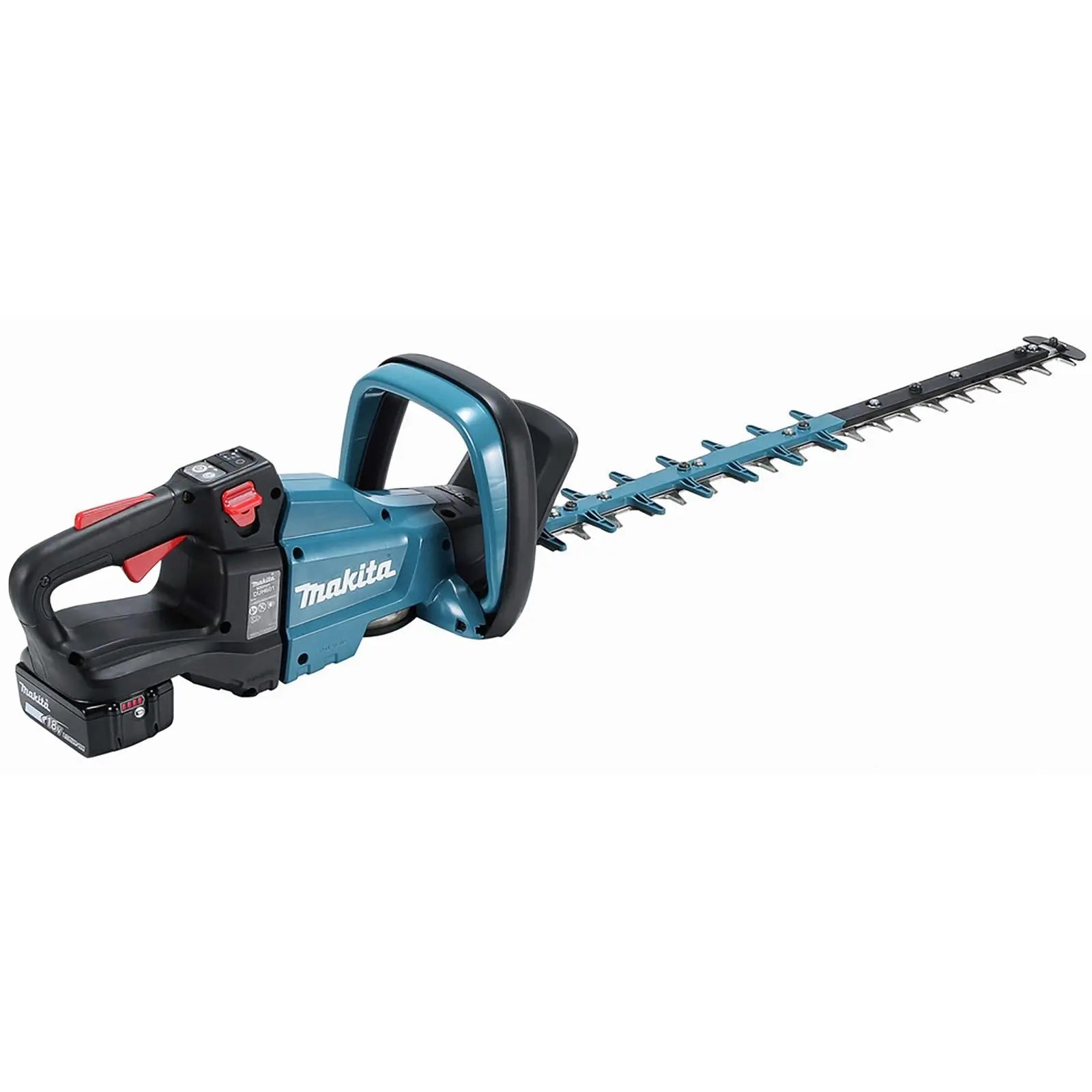 Makita Hedge Trimmer Kit 60cm 18V LXT Li-ion Brushless Cordless 5Ah Battery and Charger Garden Bush Cutter Cutting DUH601RT  White Rose Tools