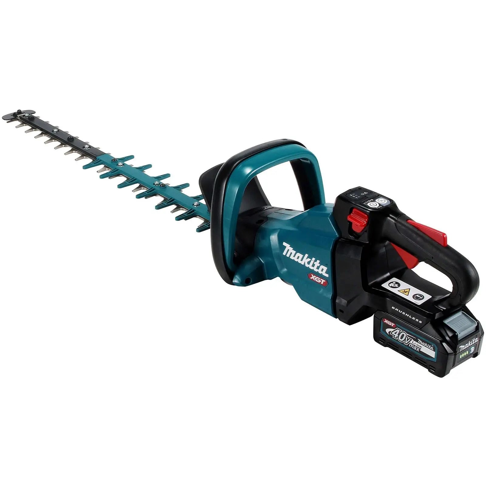 Makita Hedge Trimmer Kit 60cm 40V XGT Li-ion Brushless Cordless 2 x 2.5Ah Battery and Rapid Charger Garden Bush Cutter Cutting UH004GD201  White Rose Tools