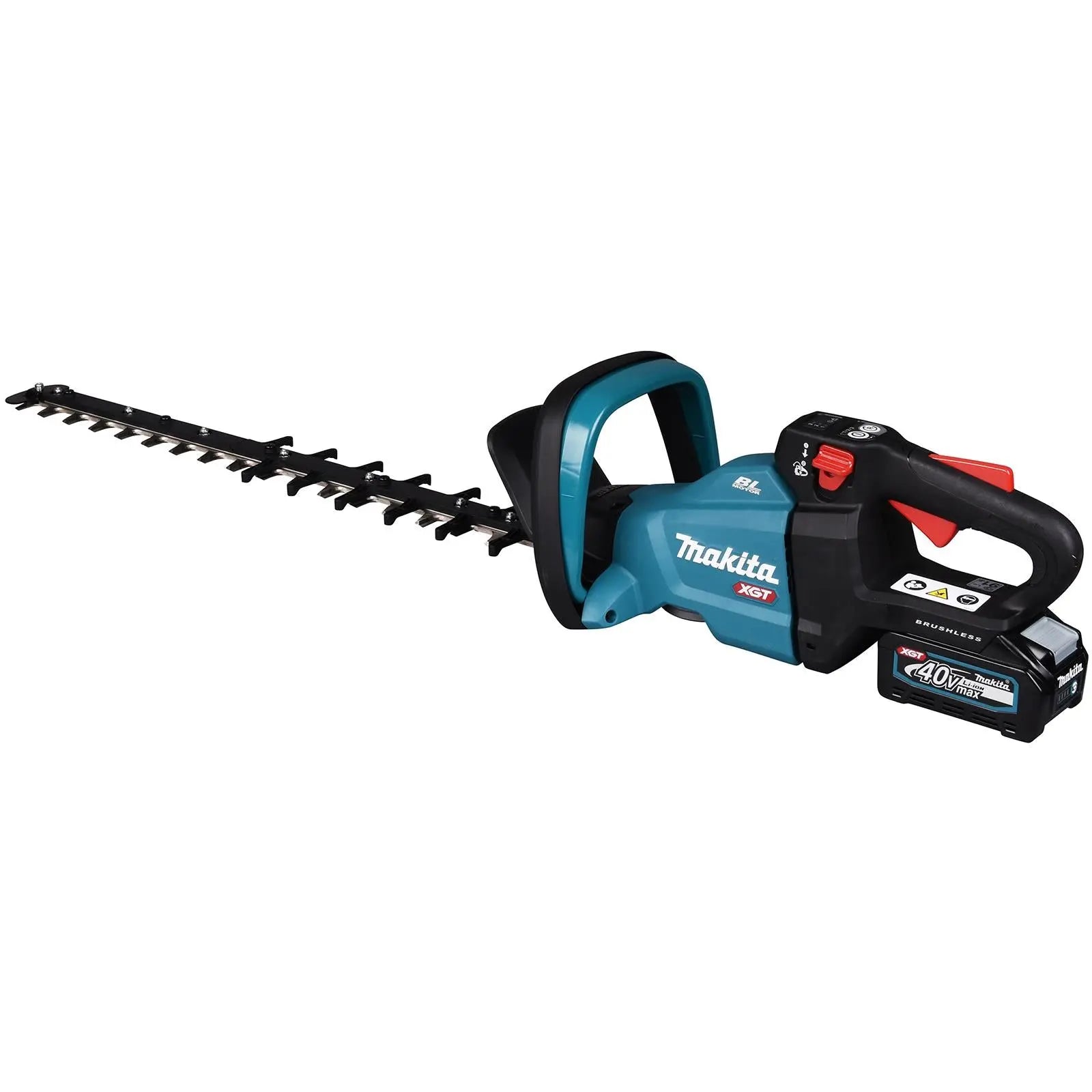 Makita Hedge Trimmer Kit 60cm 40V XGT Li-ion Brushless Cordless 2 x 2.5Ah Battery and Rapid Charger Garden Bush Cutter Cutting UH006GD201  White Rose Tools