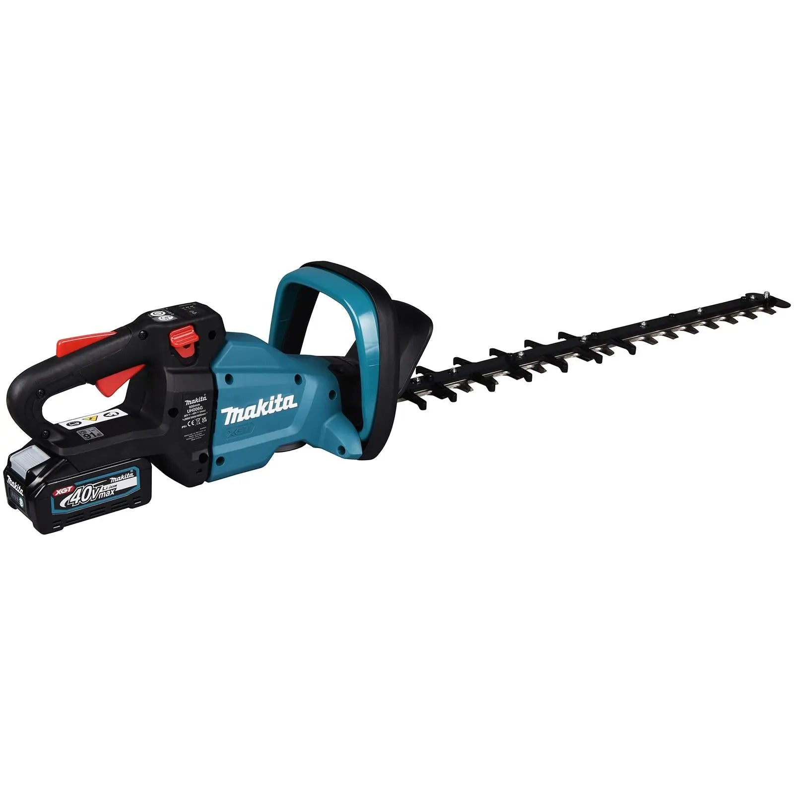 Makita Hedge Trimmer Kit 60cm 40V XGT Li-ion Brushless Cordless 2 x 2.5Ah Battery and Rapid Charger Garden Bush Cutter Cutting UH006GD201  White Rose Tools