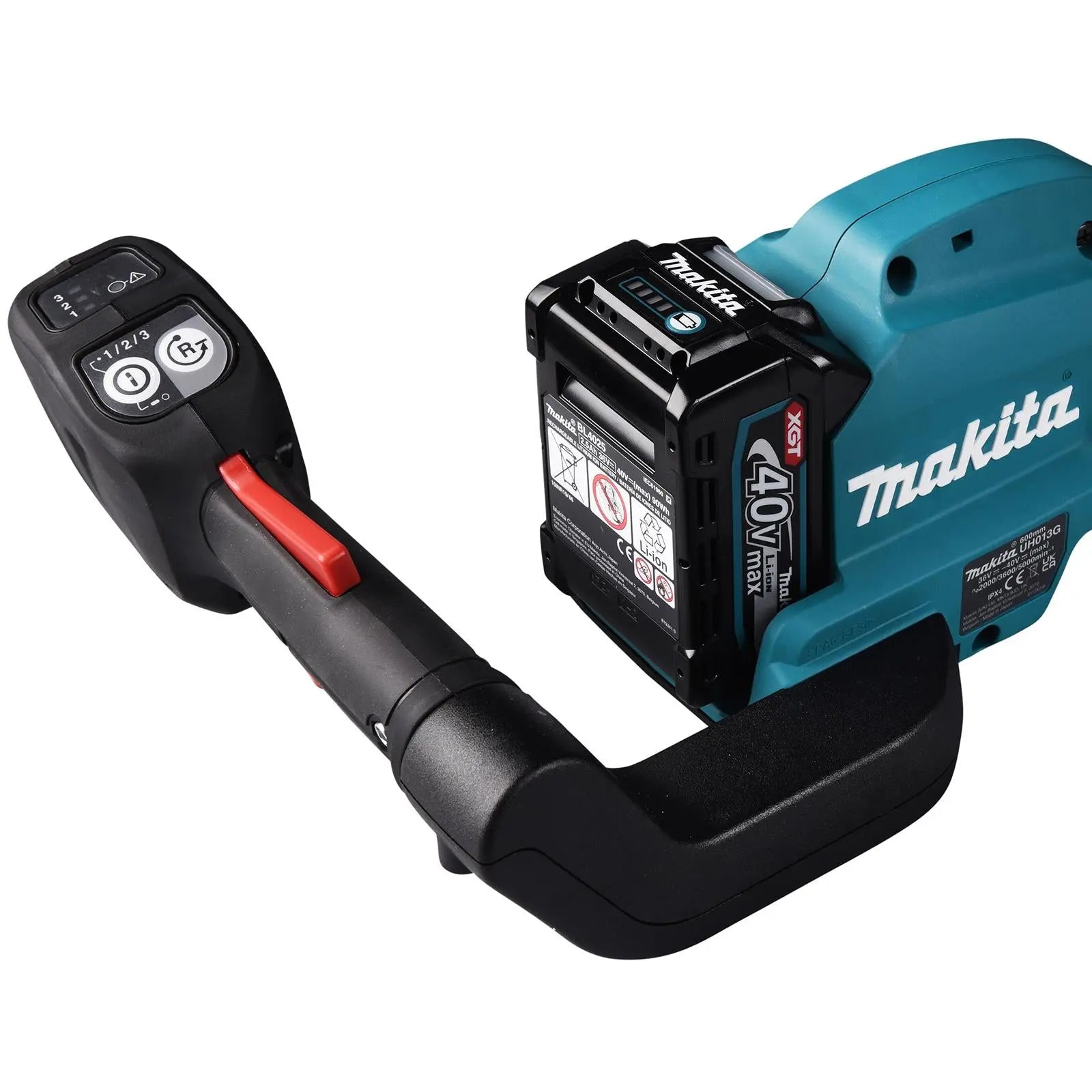 Makita Hedge Trimmer Kit 60cm 40V XGT Li-ion Brushless Cordless 2 x 2.5Ah Battery and Rapid Charger Garden Bush Cutter Cutting UH013GD202  White Rose Tools
