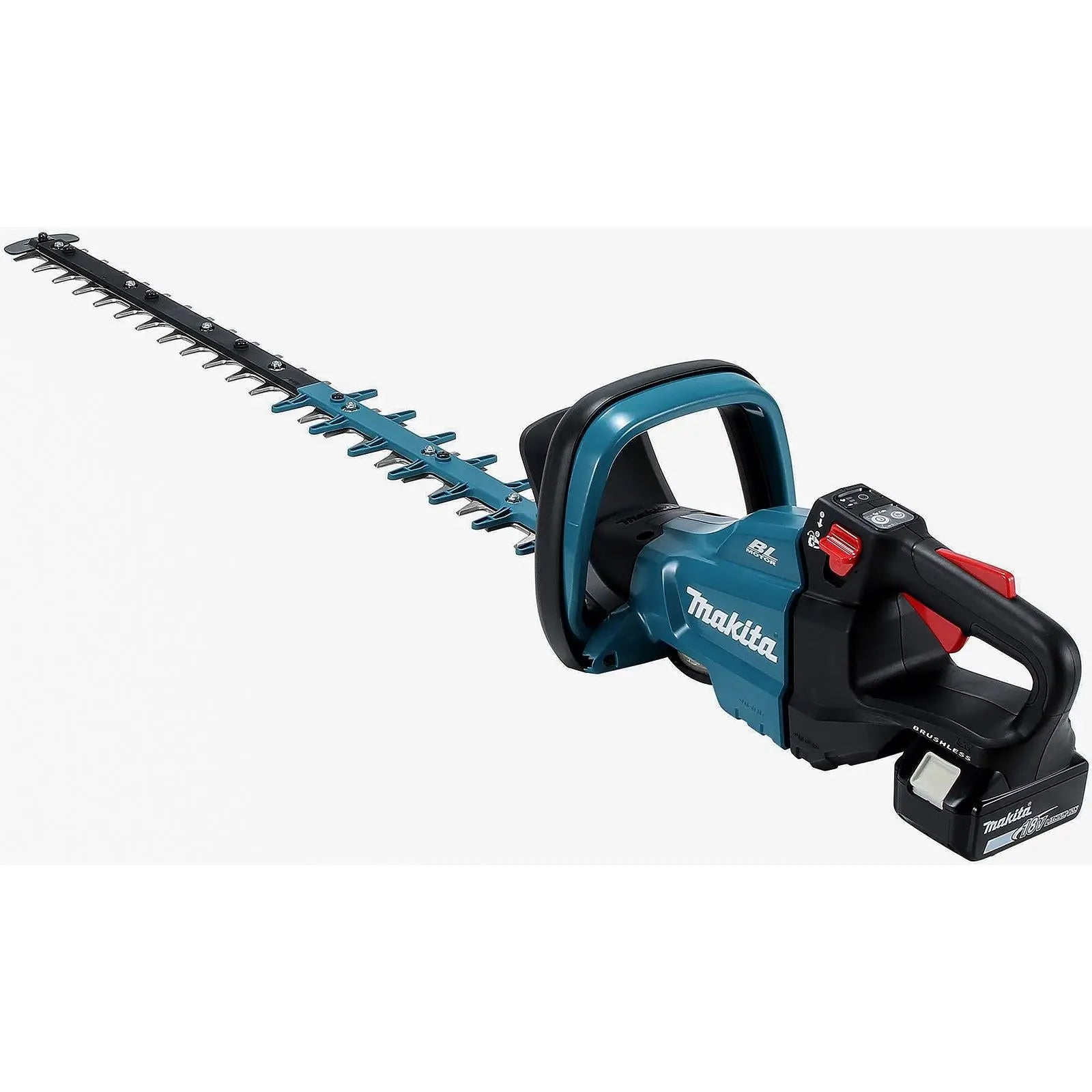 Makita Hedge Trimmer Kit 75cm 18V LXT Li-ion Brushless Cordless 5Ah Battery and Charger Garden Bush Cutter Cutting DUH751RT White Rose Tools