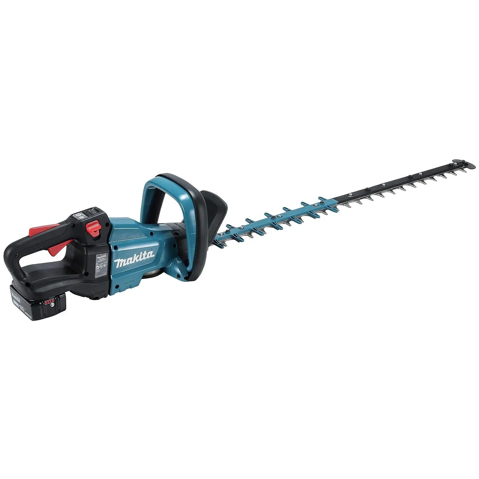 Makita Hedge Trimmer Kit 75cm 18V LXT Li-ion Brushless Cordless 5Ah Battery and Charger Garden Bush Cutter Cutting DUH751RT White Rose Tools