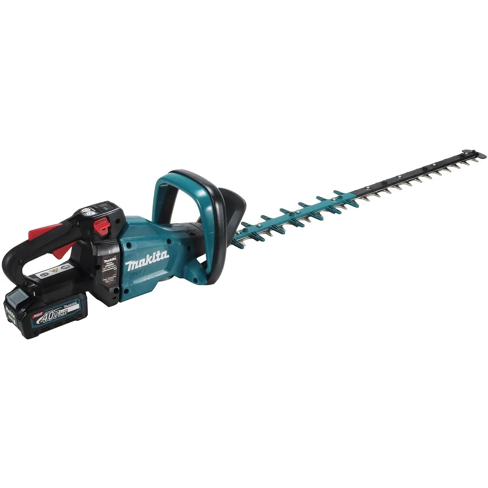 Makita Hedge Trimmer Kit 75cm 40V XGT Li-ion Brushless Cordless 2 x 2.5Ah Battery and Rapid Charger Garden Bush Cutter Cutting UH005GD201  White Rose Tools