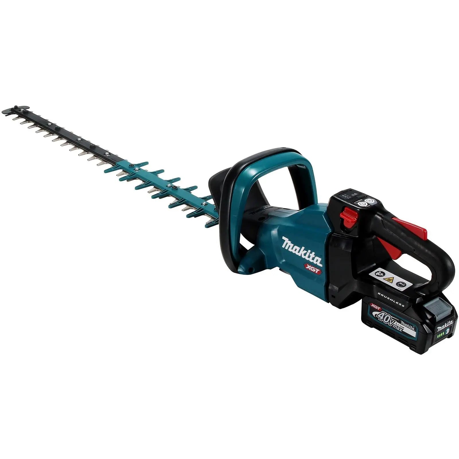 Makita Hedge Trimmer Kit 75cm 40V XGT Li-ion Brushless Cordless 2 x 2.5Ah Battery and Rapid Charger Garden Bush Cutter Cutting UH005GD201  White Rose Tools