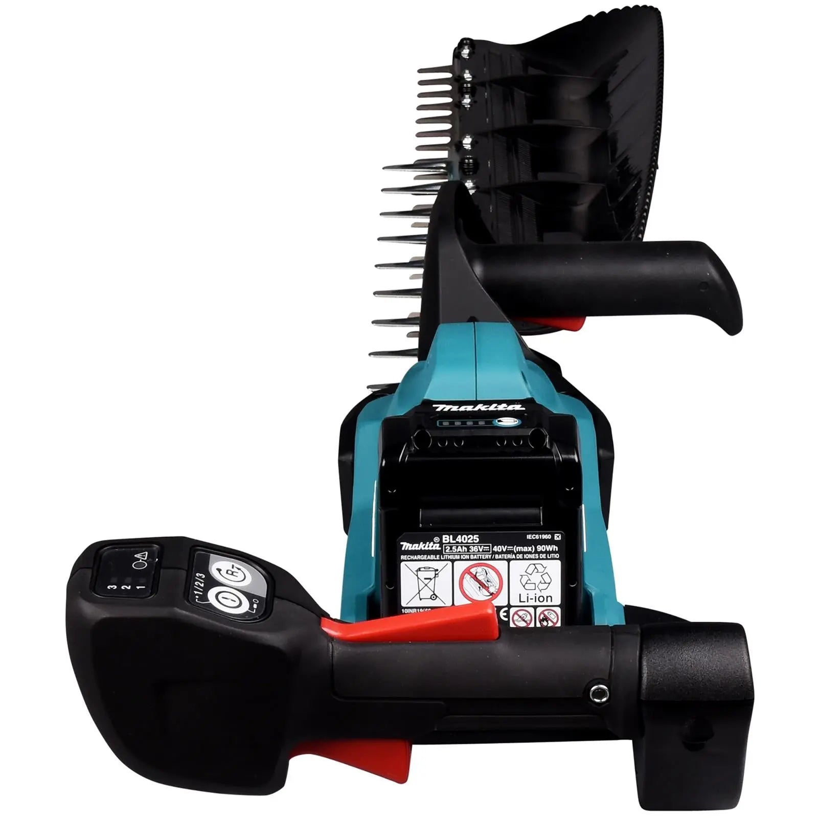 Makita Hedge Trimmer Kit 75cm 40V XGT Li-ion Brushless Cordless 2 x 2.5Ah Battery and Rapid Charger Garden Bush Cutter Cutting UH014GD202  White Rose Tools