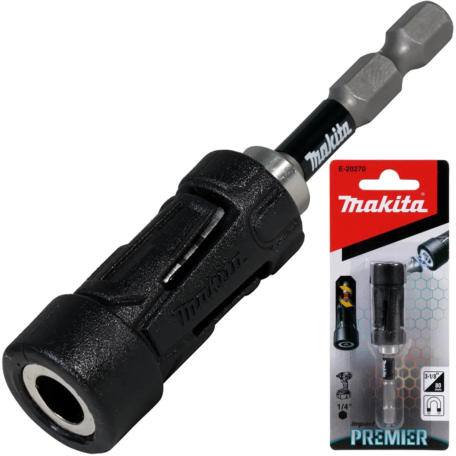 Makita Impact Bit Holder Premier Magnetic 1/4" Hex Drive Choose Size White Rose Tools