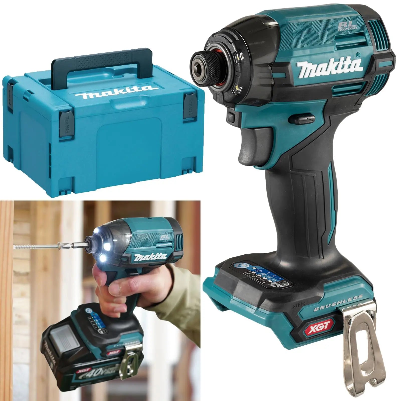 Makita Impact Driver XGT 40V Max Li-ion Brushless Cordless in Makpac Case TD002GZ04 Body Only White Rose Tools