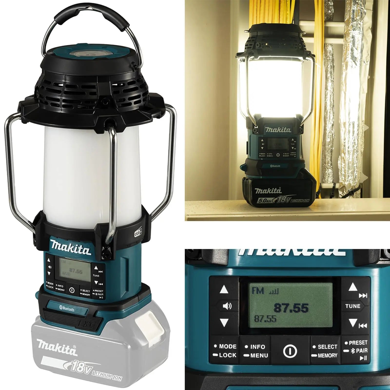 Makita Lantern Radio Job Site Light Lamp DAB+ Bluetooth Cordless LXT DMR056 Body Only White Rose Tools