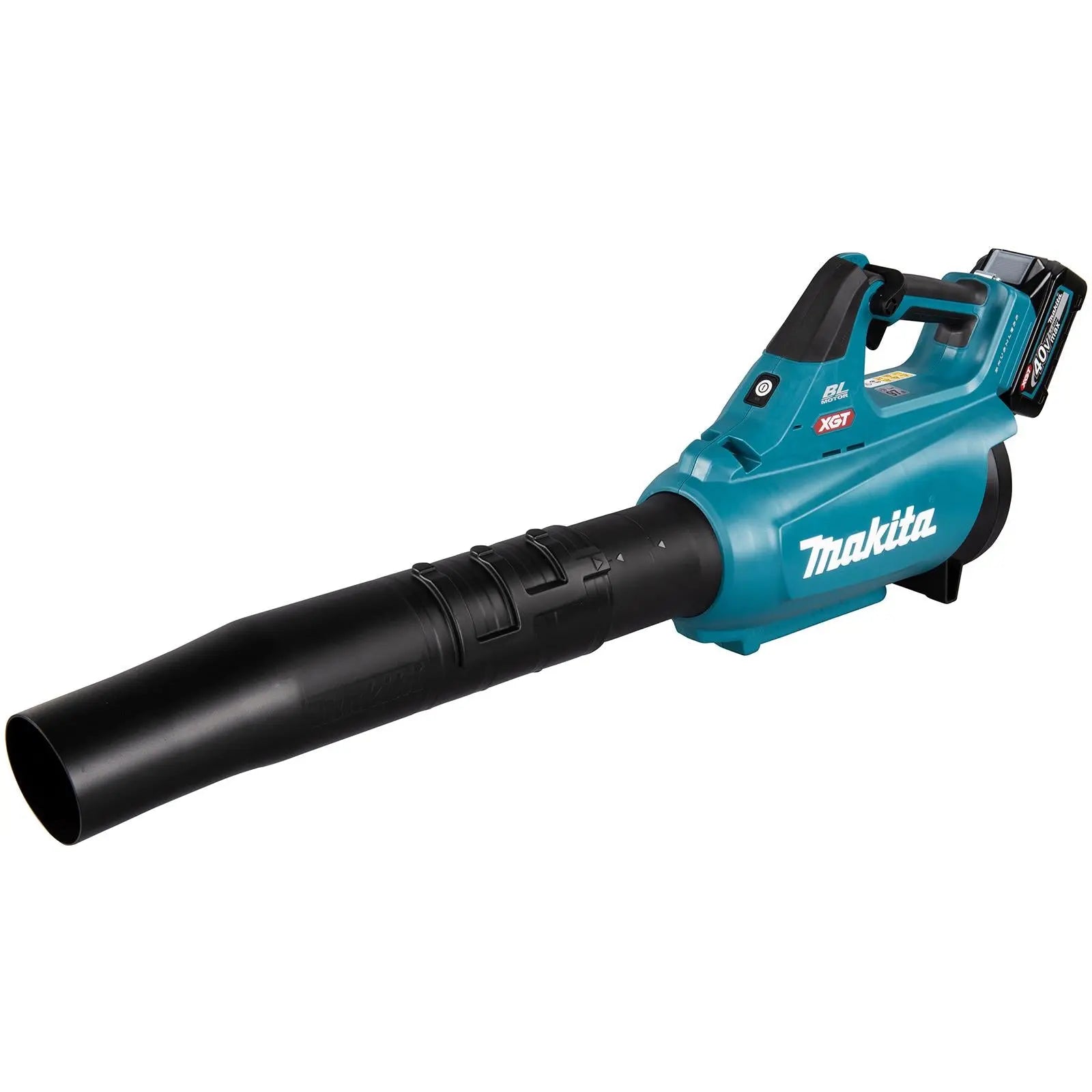 Makita Leaf Blower 40V XGT Brushless Cordless 2 x 2.5Ah Battery and Rapid Charger 17N Garden Grass Clippings Construction UB001GD202  White Rose Tools