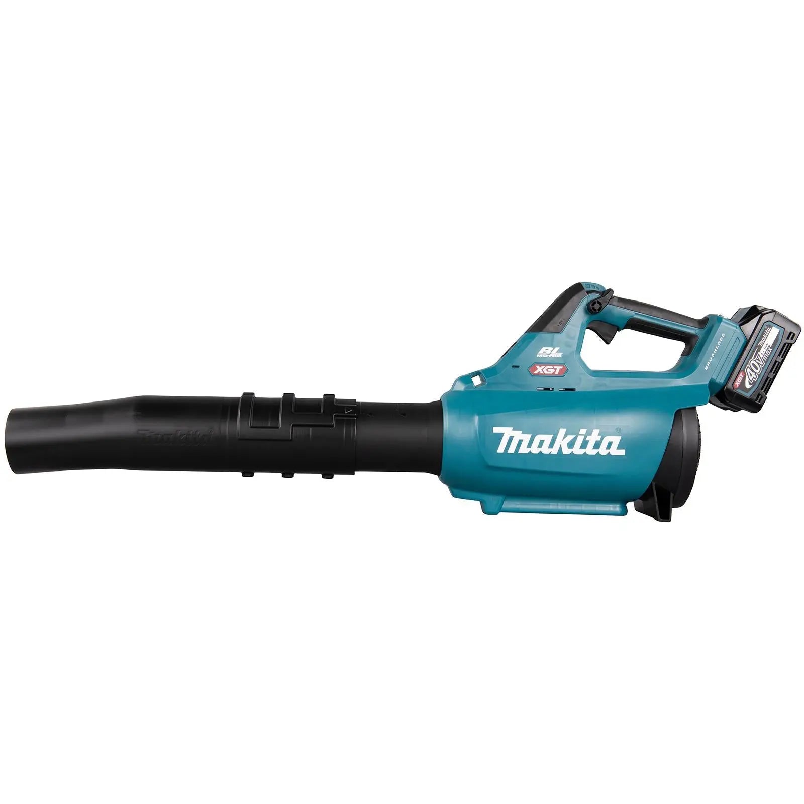 Makita Leaf Blower 40V XGT Brushless Cordless 2 x 2.5Ah Battery and Rapid Charger 17N Garden Grass Clippings Construction UB001GD202  White Rose Tools