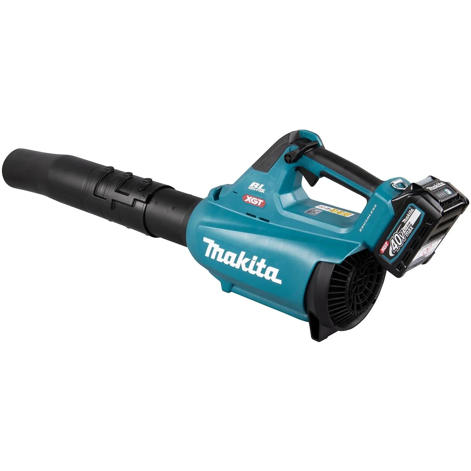 Makita Leaf Blower 40V XGT Brushless Cordless 2 x 2.5Ah Battery and Rapid Charger 17N Garden Grass Clippings Construction UB001GD202  White Rose Tools
