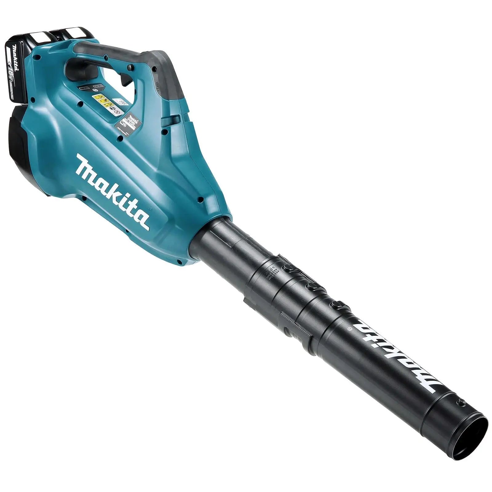 Makita Leaf Blower Kit 18V x 2 LXT Brushless Cordless 2 x 5Ah Battery and Dual Rapid Charger 14.4N Garden Grass Clippings Construction DUB362PT2  White Rose Tools