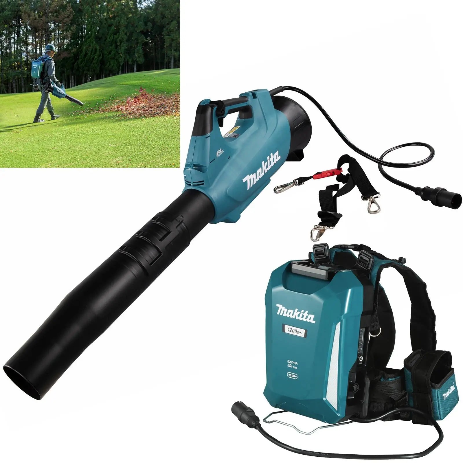 Makita Leaf Blower and PDC1200 Power Pack Backpack 18V 40V LXT XGT Compatible Brushless Cordless 20N Garden Grass Clippings UB001CX2  White Rose Tools