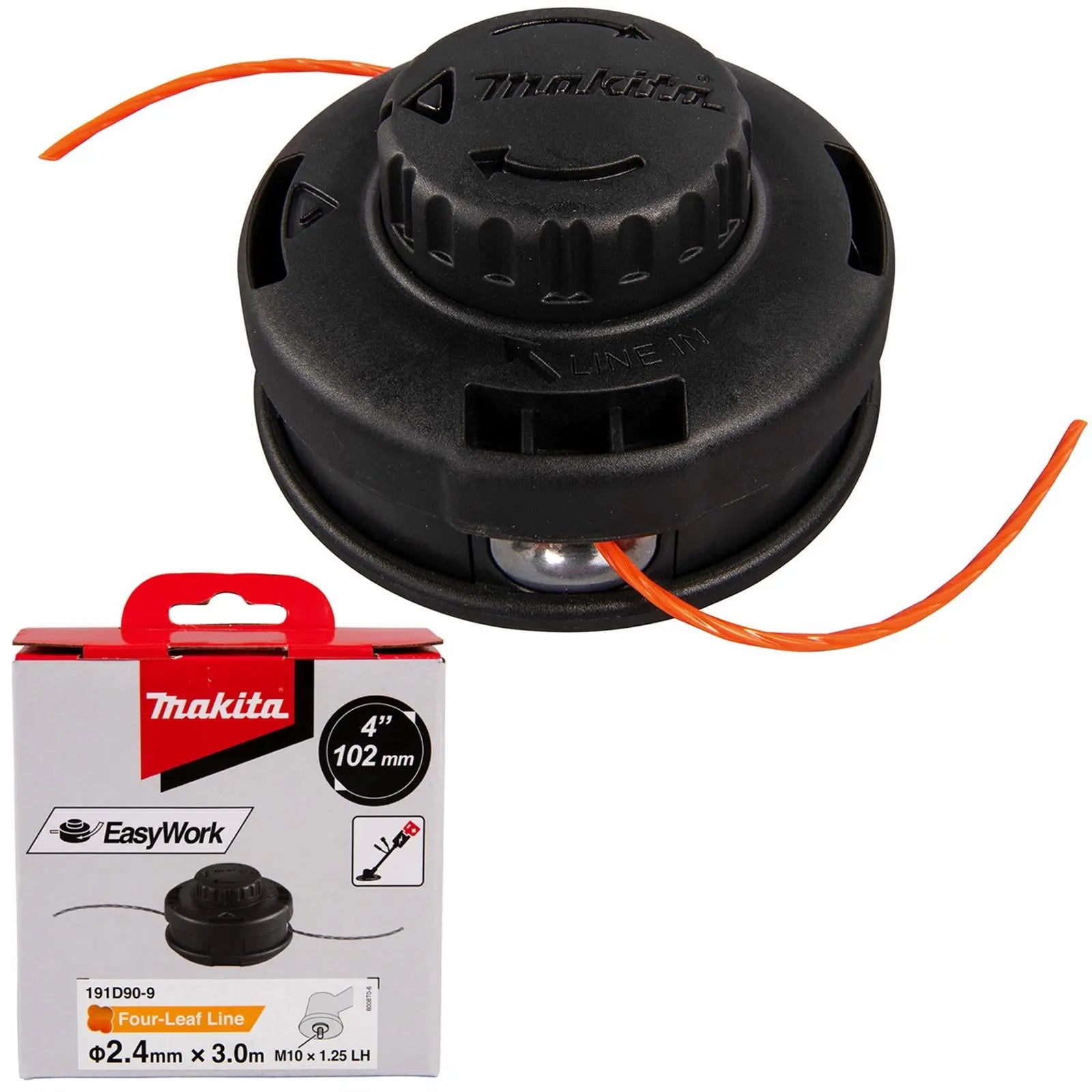 Makita Line Trimmer Head Bump and Feed Tap and Go Strimmer 2.4mm x 3.0m M10 x 1.25 LH White Rose Tools