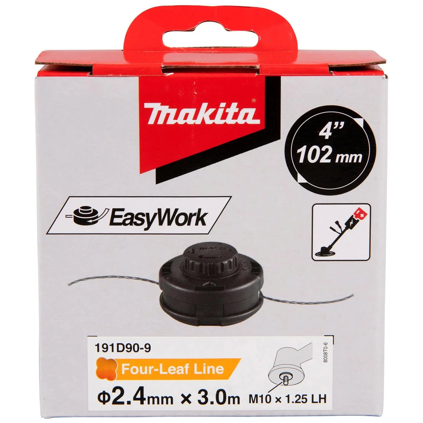 Makita Line Trimmer Head Bump and Feed Tap and Go Strimmer 2.4mm x 3.0m M10 x 1.25 LH  White Rose Tools
