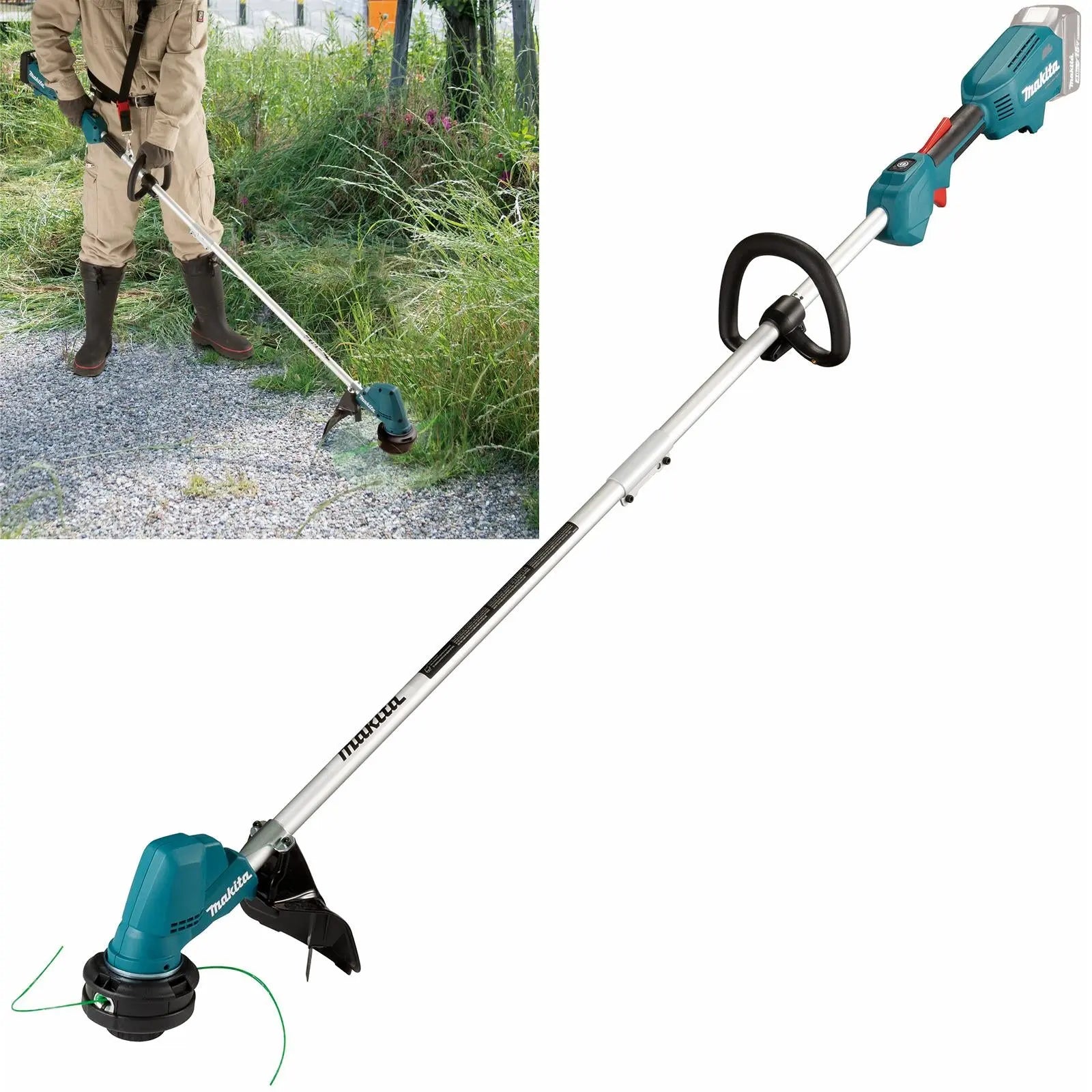 Makita Line Trimmer Strimmer 18V LXT Brushless Cordless Garden Lawn Strimming 5Ah Bare Unit Body Only DUR192LZ  White Rose Tools