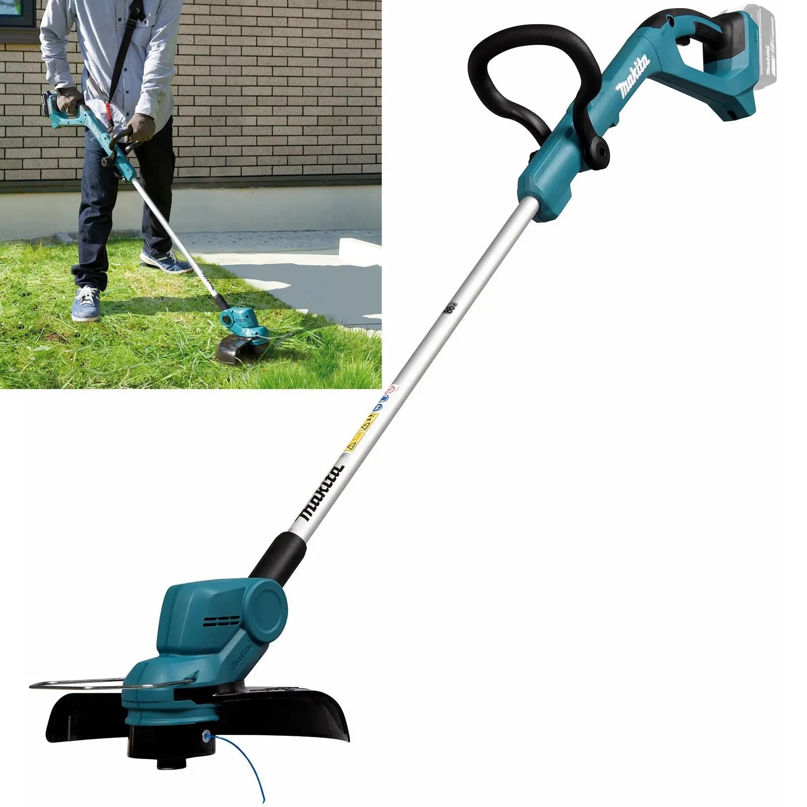 Makita Line Trimmer Strimmer 18V LXT Telescopic Shaft Cordless Garden Lawn Strimming 5Ah Bare Unit Body Only DUR193Z  White Rose Tools