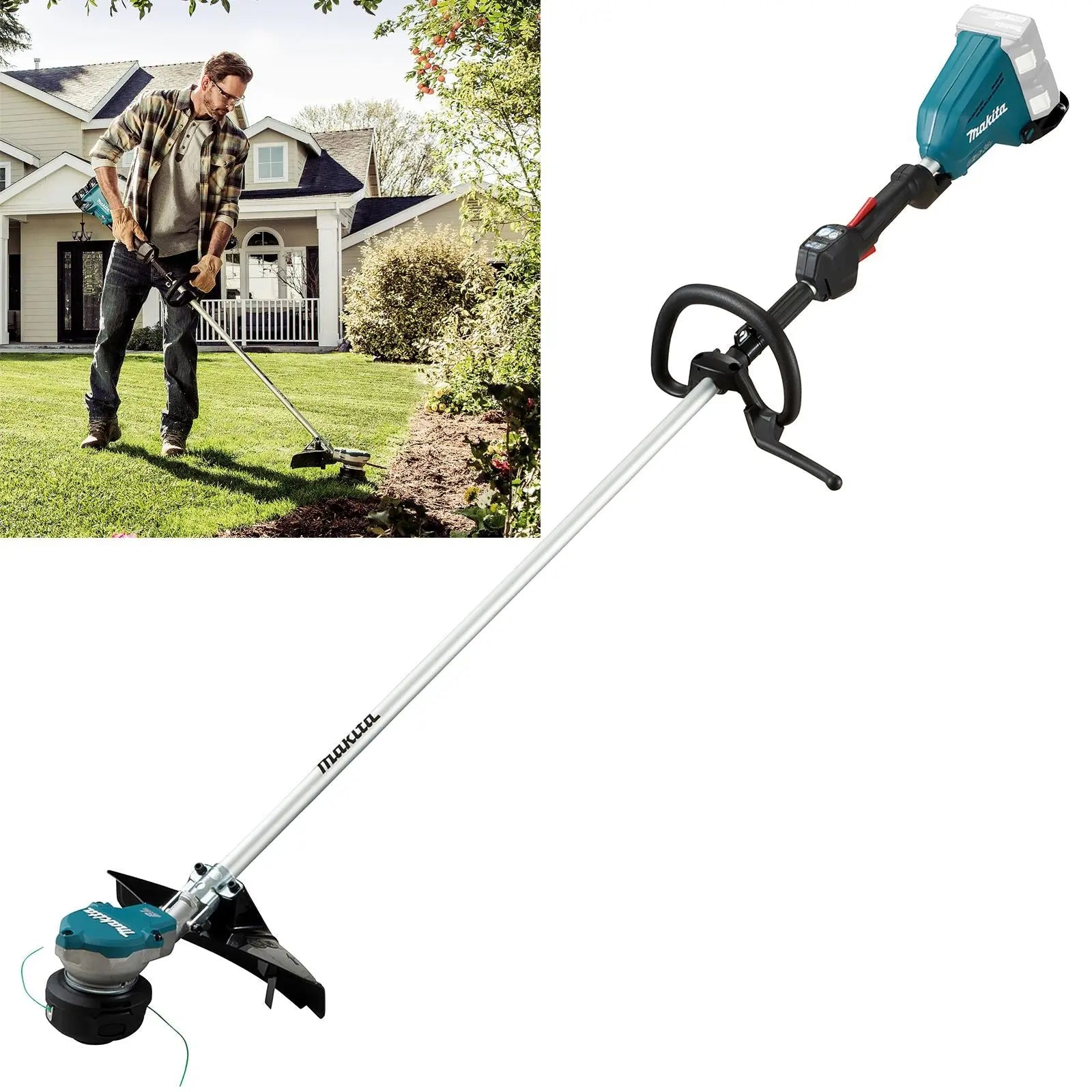 Makita Line Trimmer Strimmer 2 x 18V LXT Brushless Cordless Garden Lawn Strimming Bare Unit Body Only DUR368LZ  White Rose Tools
