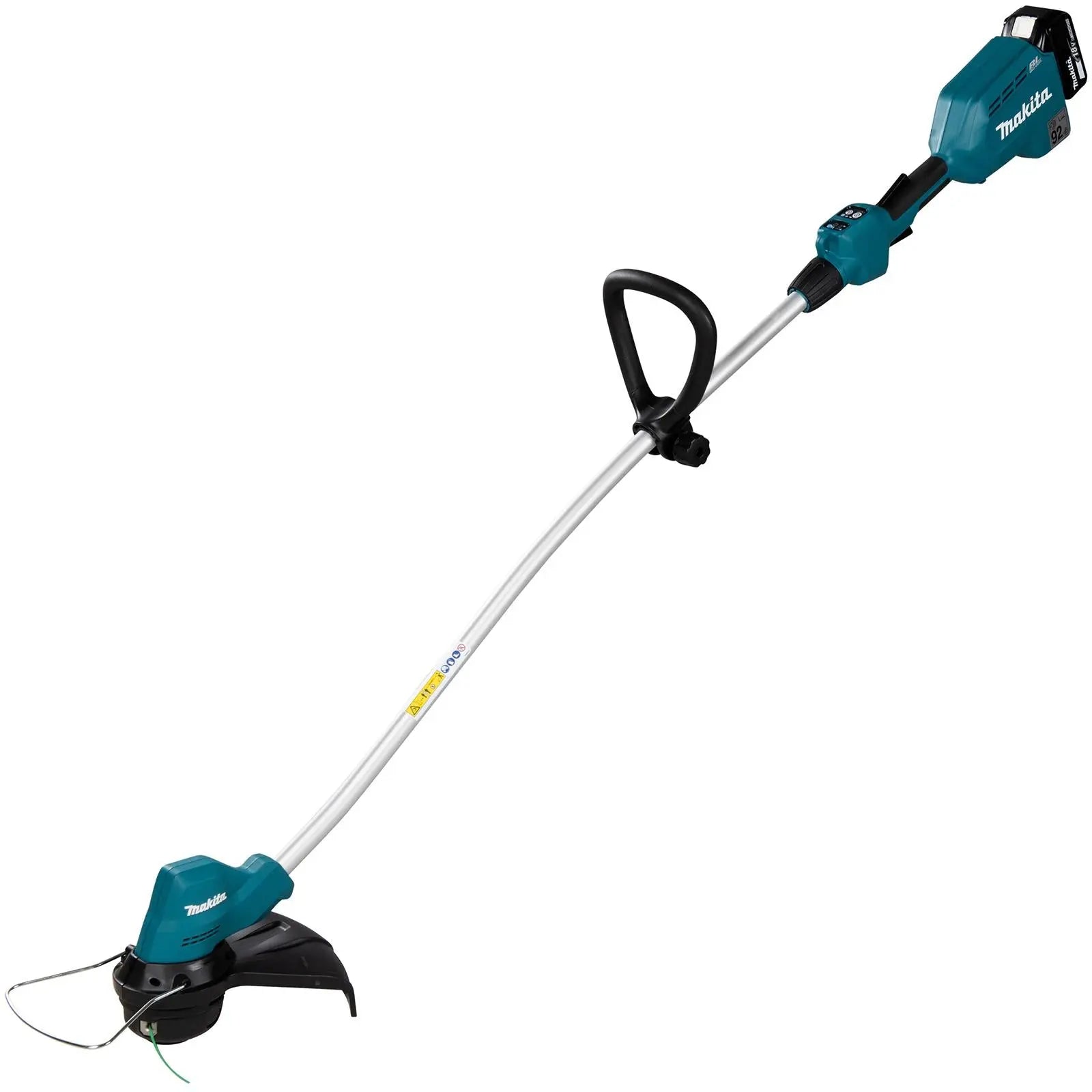 Makita Line Trimmer Strimmer Kit 18V LXT Brushless Cordless Garden Lawn Strimming 5Ah Battery and Charger DUR189RT  White Rose Tools