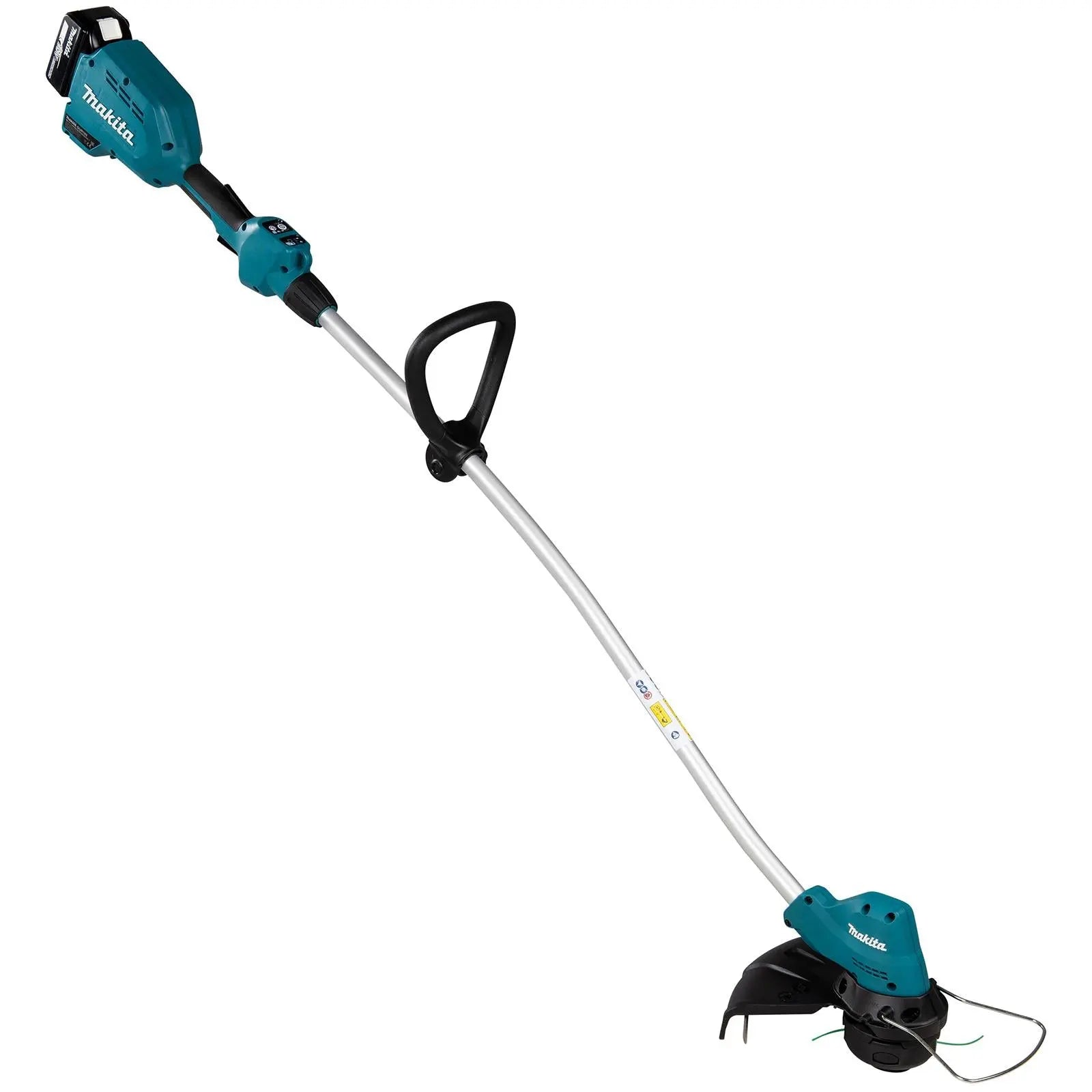 Makita Line Trimmer Strimmer Kit 18V LXT Brushless Cordless Garden Lawn Strimming 5Ah Battery and Charger DUR189RT  White Rose Tools