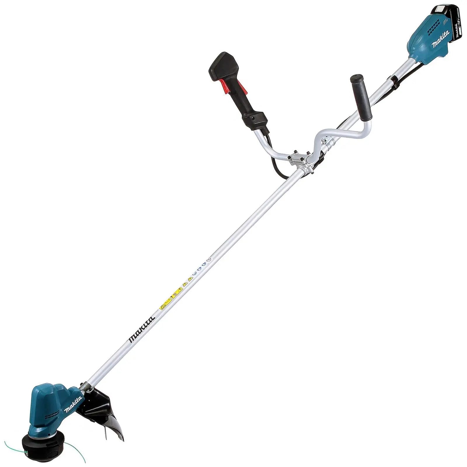 Makita Line Trimmer Strimmer Kit 18V LXT Brushless Cordless Garden Lawn Strimming 5Ah Battery and Charger DUR190URT8  White Rose Tools