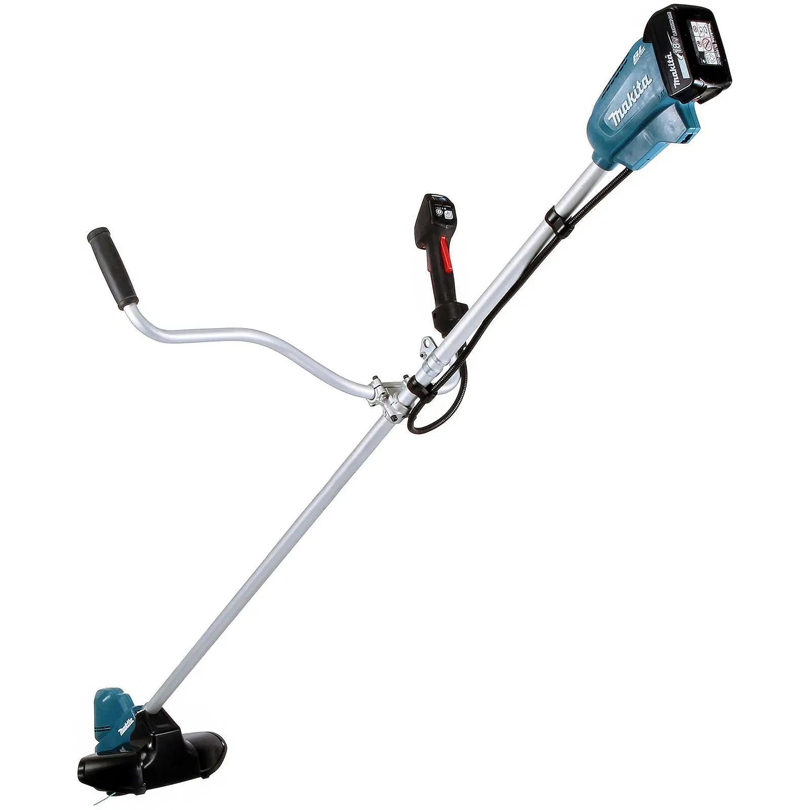 Makita Line Trimmer Strimmer Kit 18V LXT Brushless Cordless Garden Lawn Strimming 5Ah Battery and Charger DUR190URT8  White Rose Tools