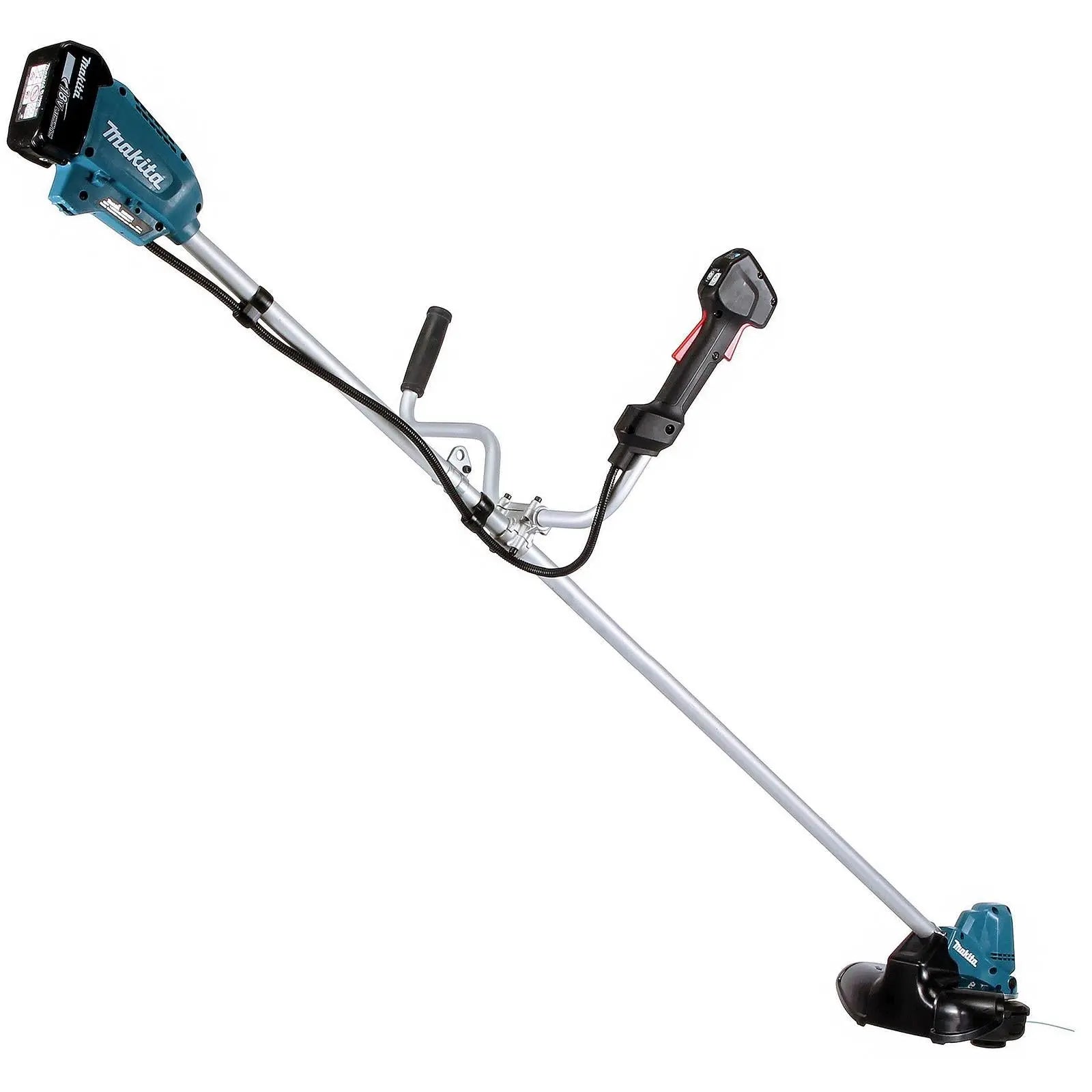 Makita Line Trimmer Strimmer Kit 18V LXT Brushless Cordless Garden Lawn Strimming 5Ah Battery and Charger DUR190URT8  White Rose Tools