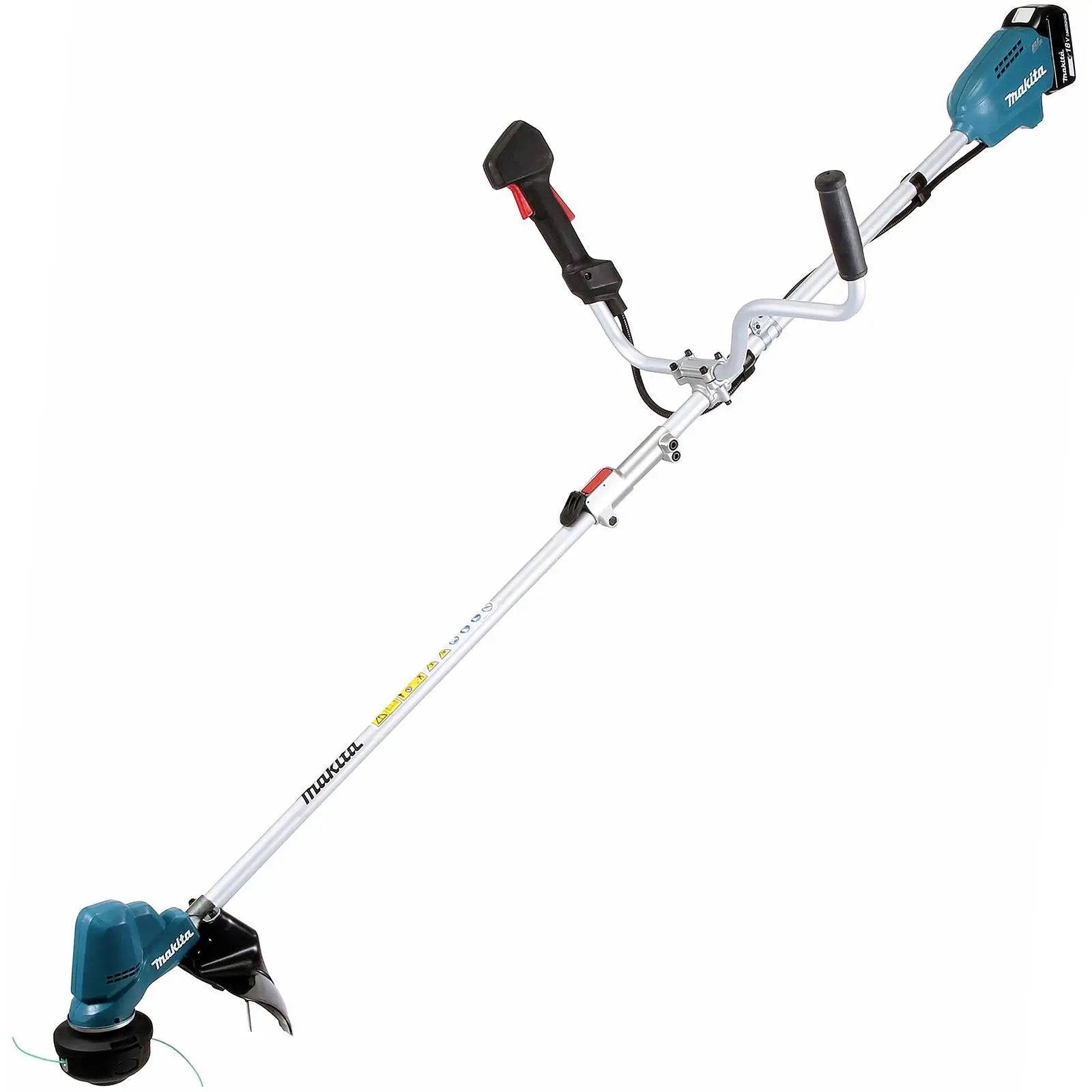 Makita Line Trimmer Strimmer Kit 18V LXT Brushless Cordless Garden Lawn Strimming 5Ah Battery and Charger DUR191URT8  White Rose Tools