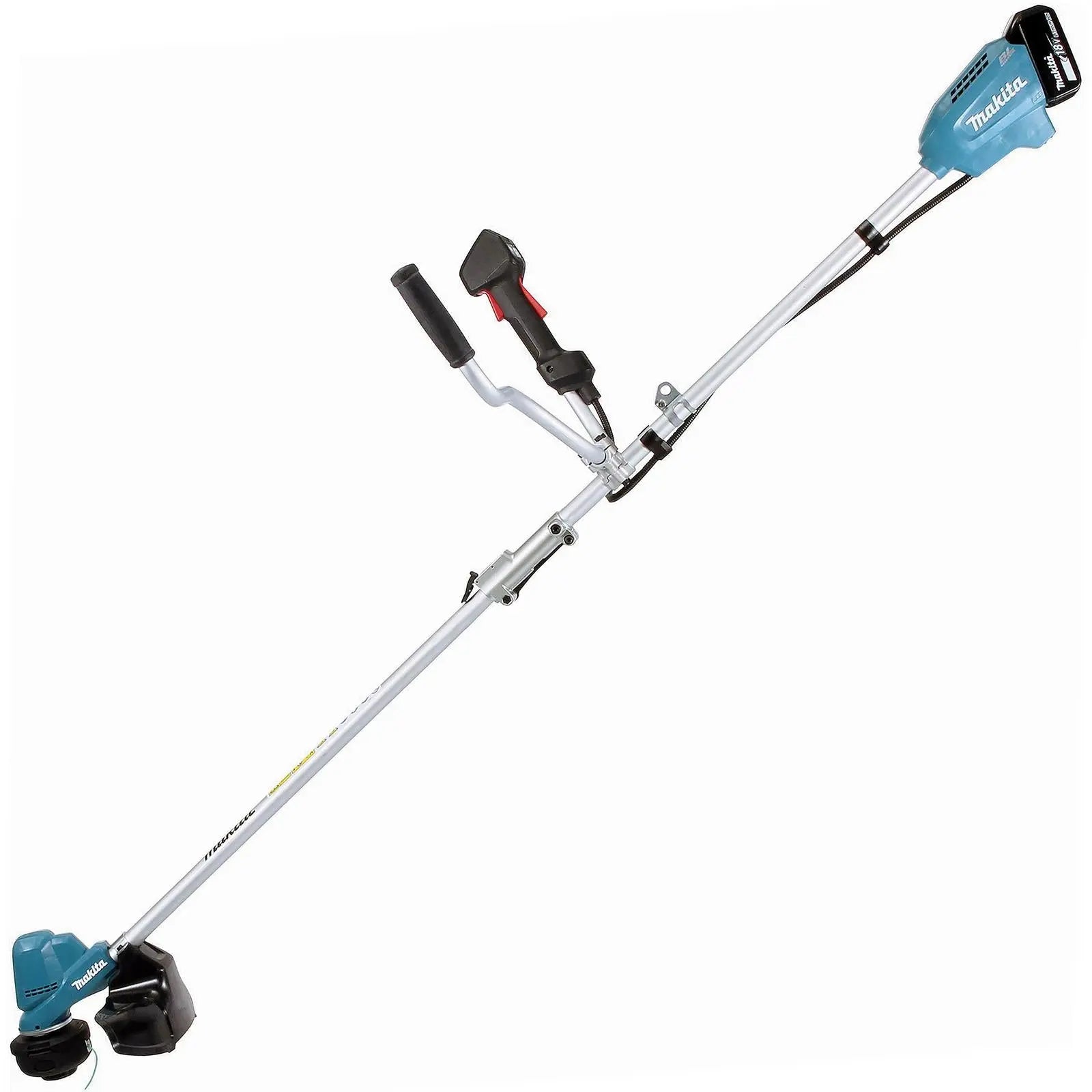 Makita Line Trimmer Strimmer Kit 18V LXT Brushless Cordless Garden Lawn Strimming 5Ah Battery and Charger DUR191URT8  White Rose Tools