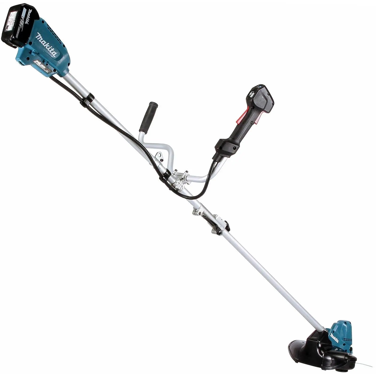 Makita Line Trimmer Strimmer Kit 18V LXT Brushless Cordless Garden Lawn Strimming 5Ah Battery and Charger DUR191URT8  White Rose Tools