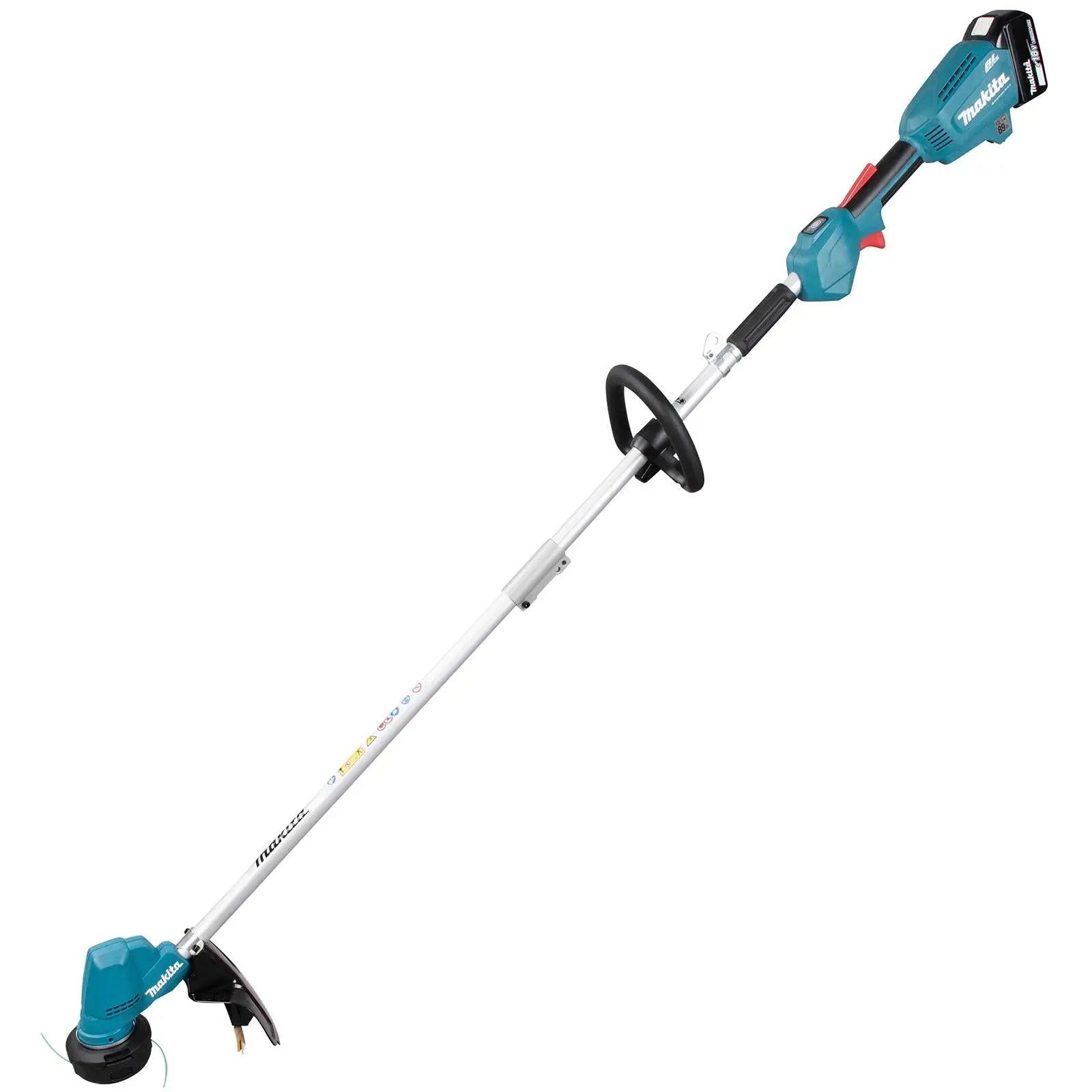 Makita Line Trimmer Strimmer Kit 18V LXT Brushless Cordless Garden Lawn Strimming 5Ah Battery and Charger DUR192LRT  White Rose Tools