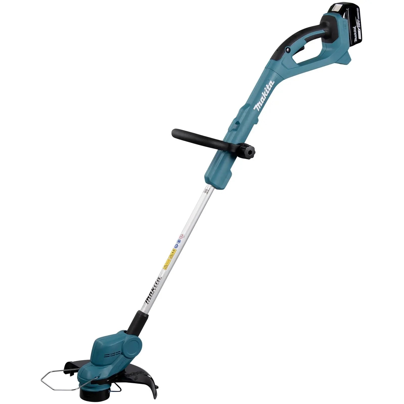 Makita Line Trimmer Strimmer Kit 18V LXT Telescopic Shaft Cordless Garden Lawn Strimming 5Ah Battery and Charger DUR193RT  White Rose Tools
