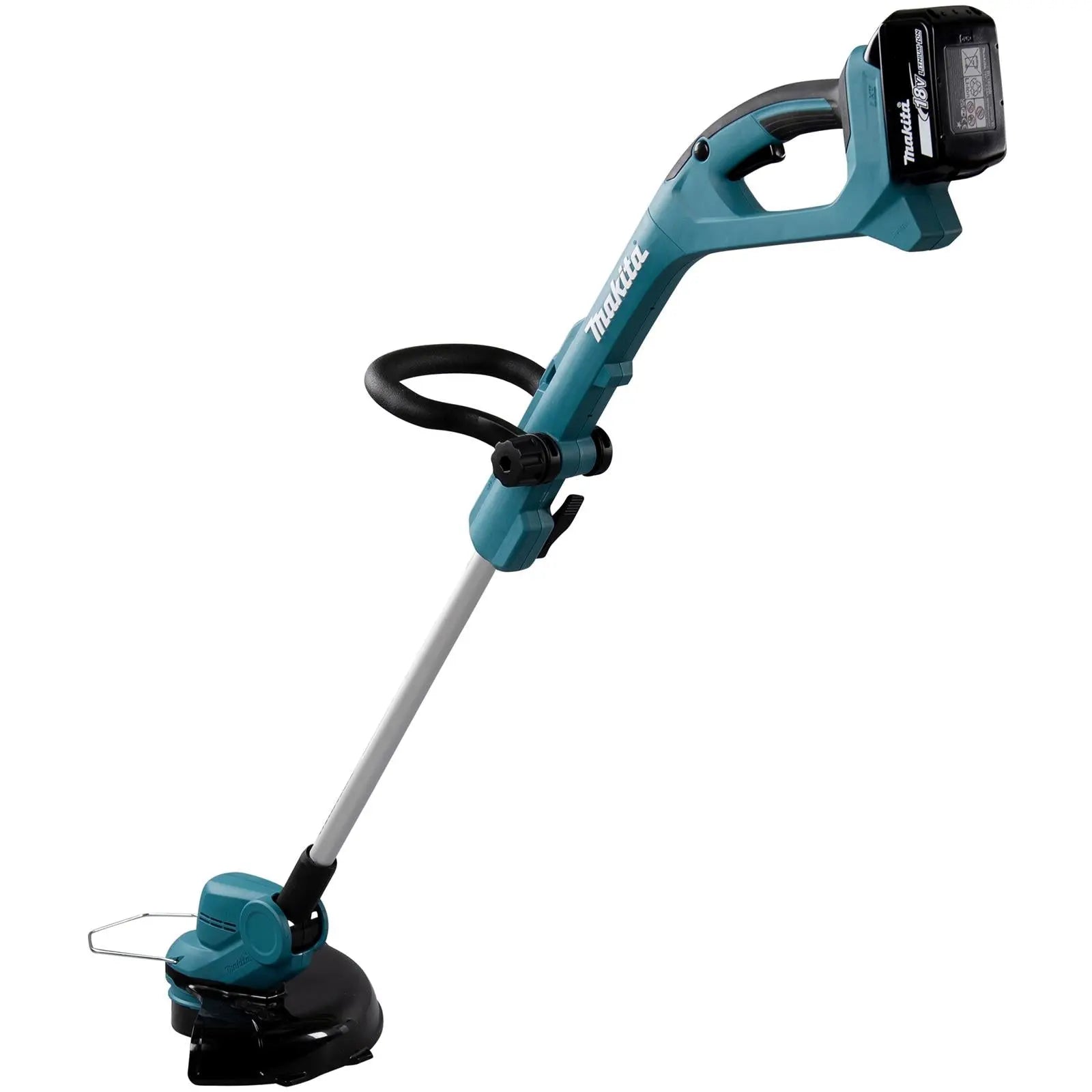 Makita Line Trimmer Strimmer Kit 18V LXT Telescopic Shaft Cordless Garden Lawn Strimming 5Ah Battery and Charger DUR193RT  White Rose Tools