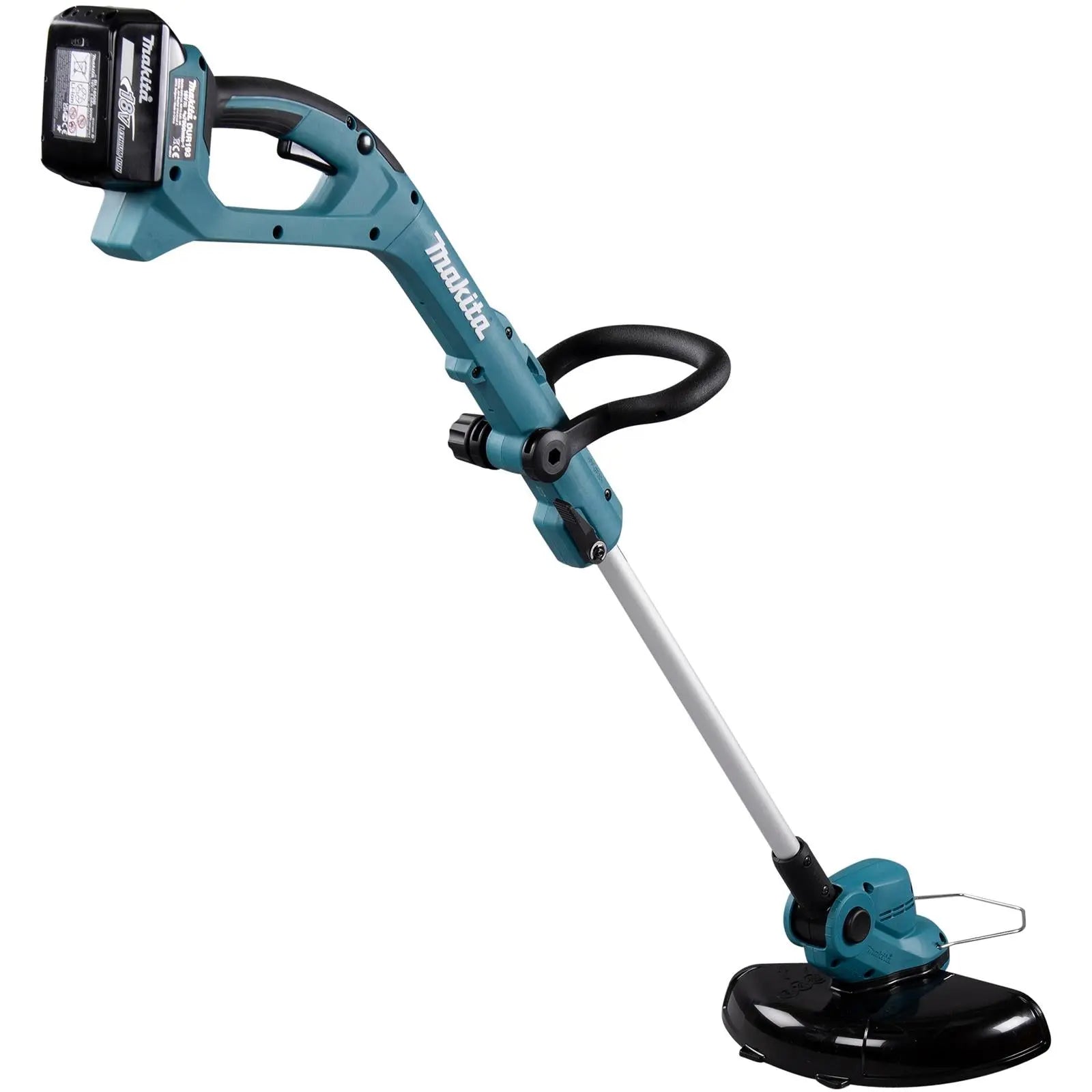 Makita Line Trimmer Strimmer Kit 18V LXT Telescopic Shaft Cordless Garden Lawn Strimming 5Ah Battery and Charger DUR193RT  White Rose Tools