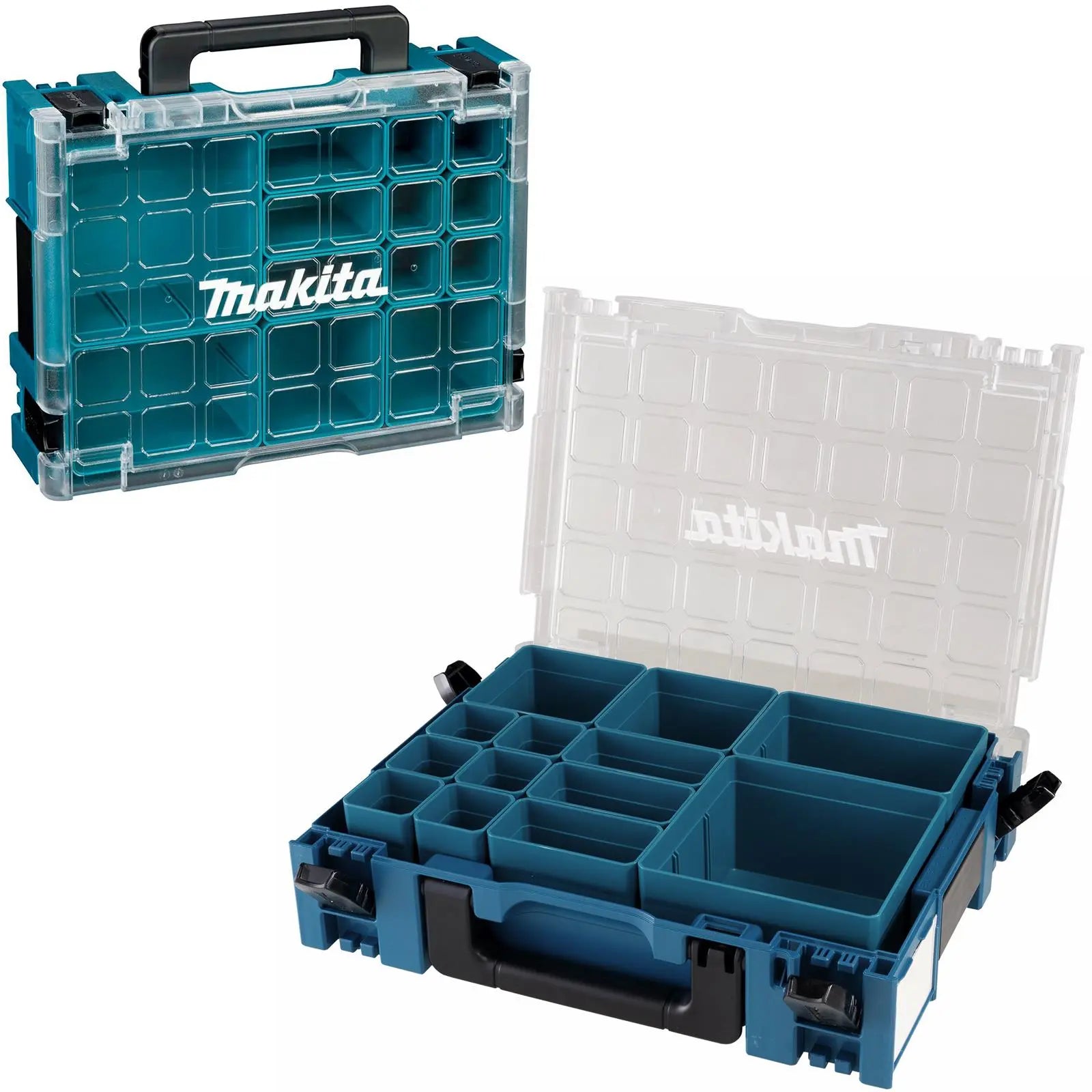 Makita Makpac Organiser Set Storage Parts Tool Box Transparent Lid Inserts White Rose Tools