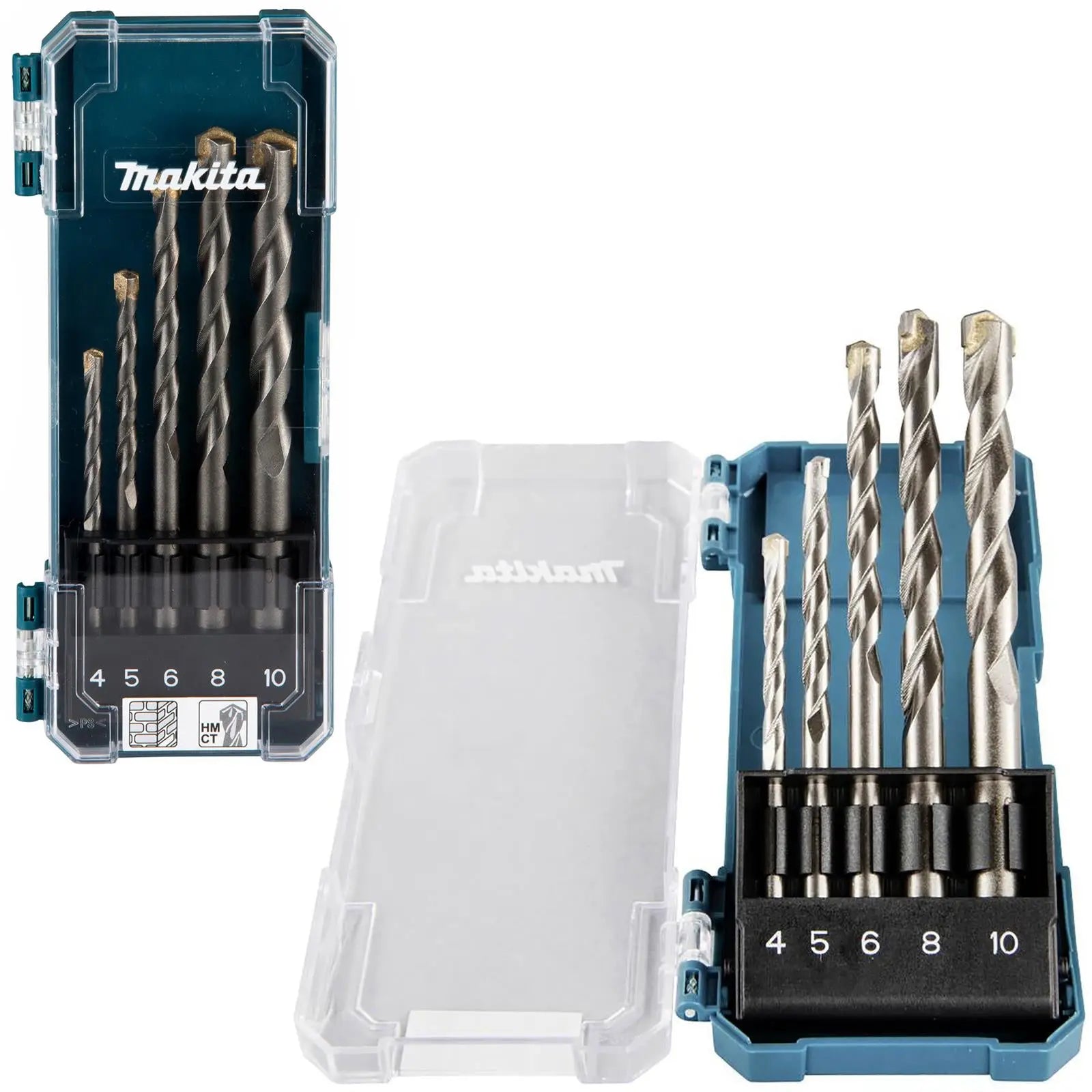 Makita Masonry Drill Bit Set Brick Stone Concrete Straight Shank 4-10mm 5pc White Rose Tools
