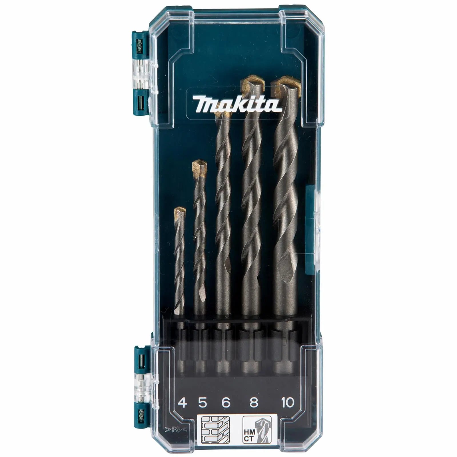 Makita Masonry Drill Bit Set Brick Stone Concrete Straight Shank 4-10mm 5pc White Rose Tools