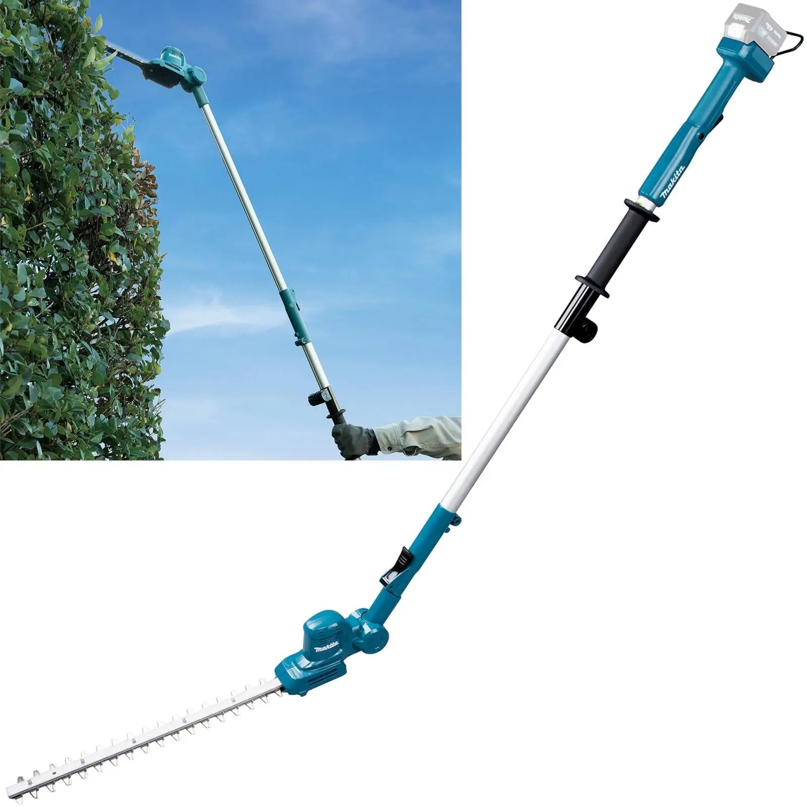 Makita Pole Hedge Trimmer 46cm 12V CXT Cordless Telescopic Garden Bush Cutter Cutting Bare Unit Body Only UN460WDZ  White Rose Tools