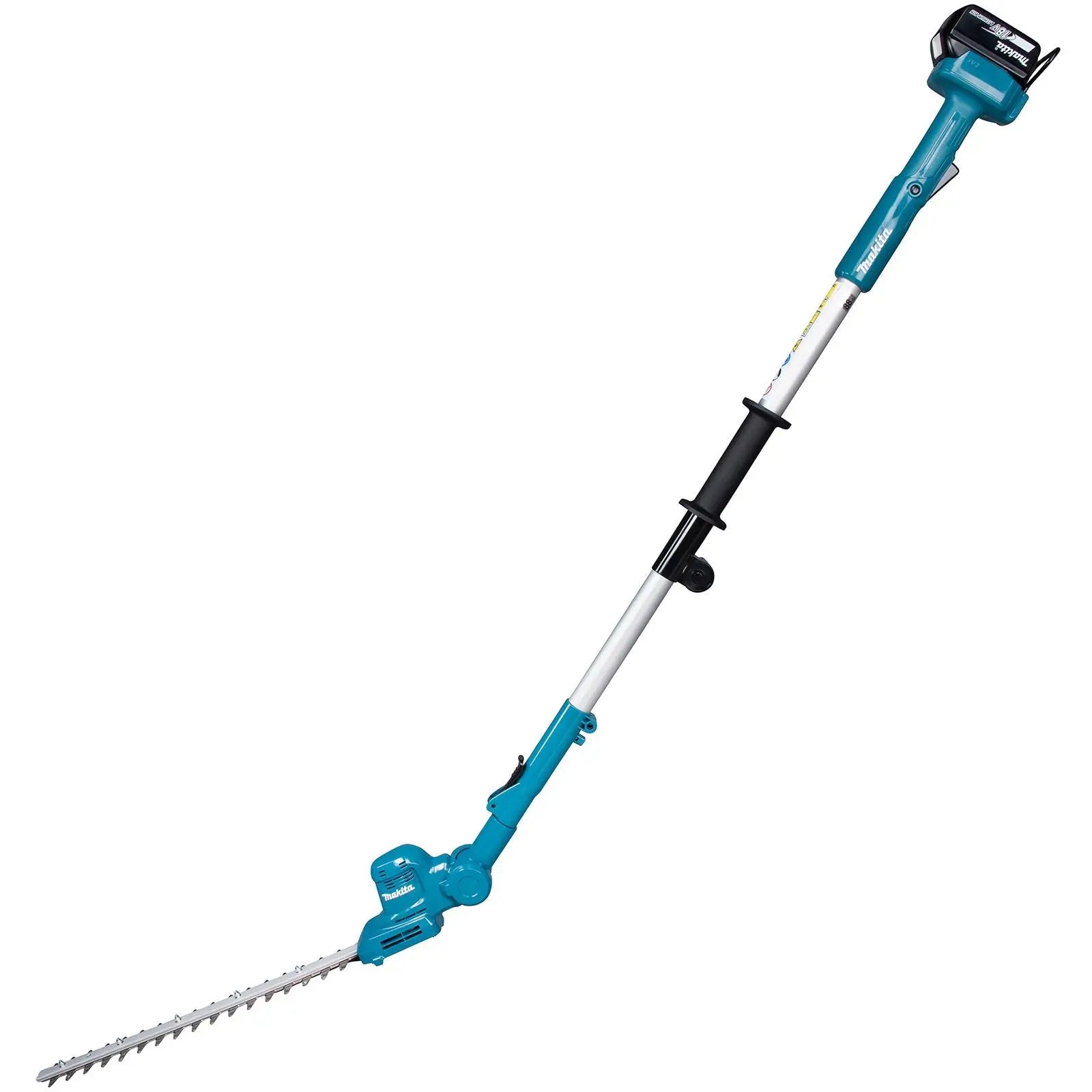 Makita Pole Hedge Trimmer Kit 46cm 18V LXT Li-ion Brushless Cordless 5Ah Battery and Charger Telescopic Garden Bush Cutter Cutting DUN461WRT White Rose Tools
