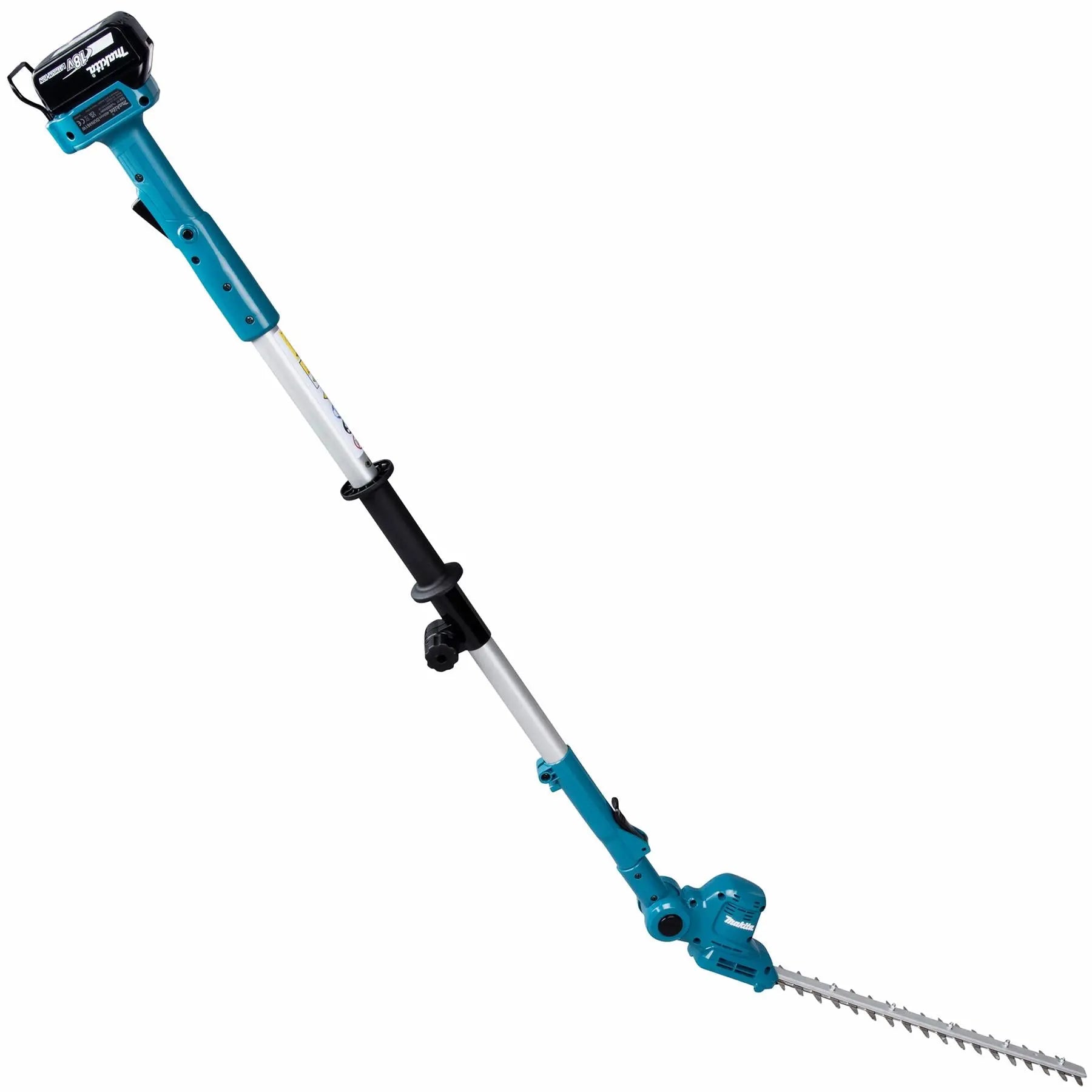 Makita Pole Hedge Trimmer Kit 46cm 18V LXT Li-ion Brushless Cordless 5Ah Battery and Charger Telescopic Garden Bush Cutter Cutting DUN461WRT White Rose Tools