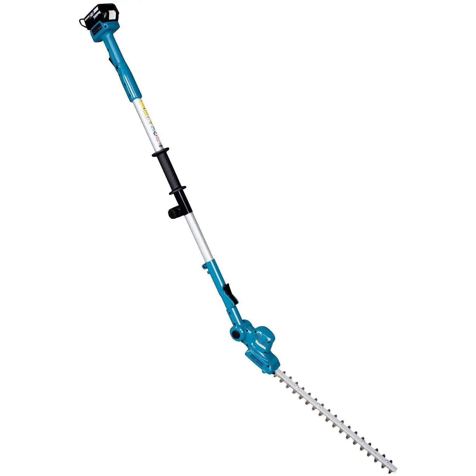 Makita Pole Hedge Trimmer Kit 46cm 18V LXT Li-ion Brushless Cordless 5Ah Battery and Charger Telescopic Garden Bush Cutter Cutting DUN461WRT White Rose Tools