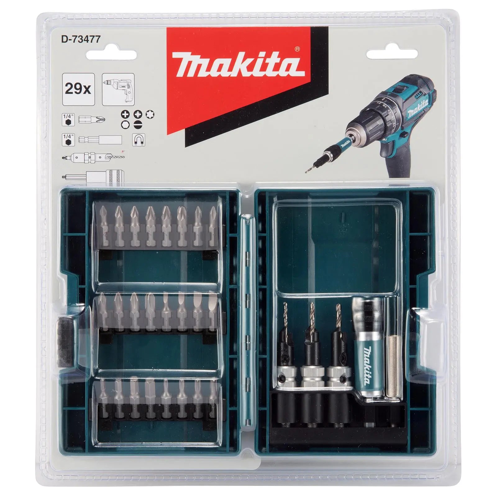 Makita Quad Driver Screwdriver Drill Bit Holder Set Phillips Pozi Slotted Torx White Rose Tools