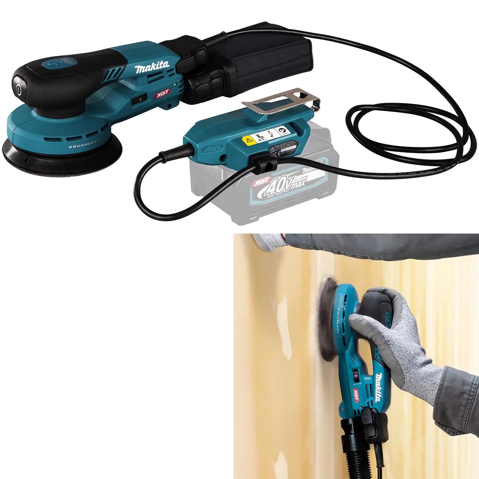 Makita Random Orbital Sander 125mm Lightweight 5mm Orbit Diameter XGT 40V Max Brushless Body Only BO001CGZ White Rose Tools