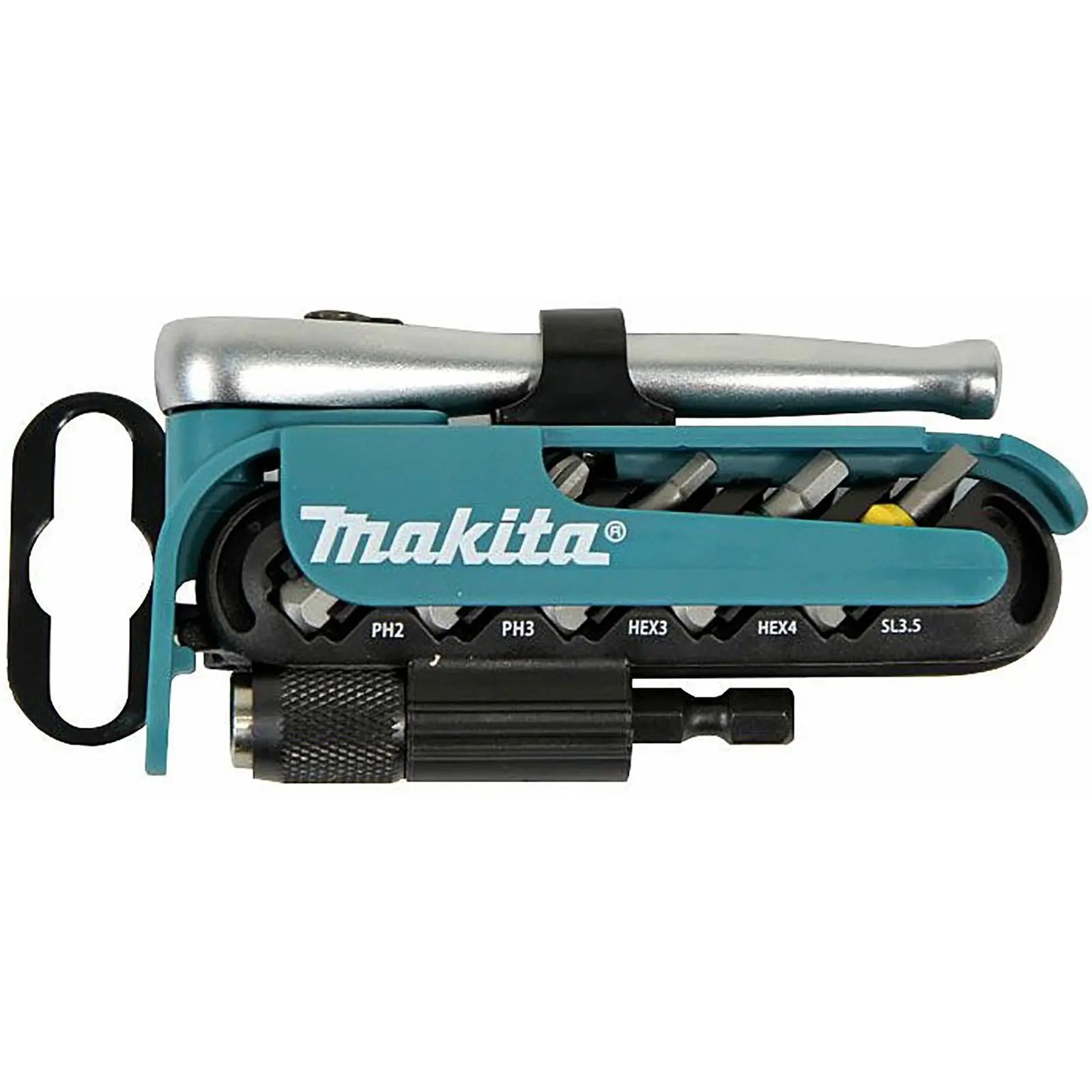 Makita Ratchet Screwdriver Bit Set 1/4" Hex Drive Reversible Handle Magnetic Bit Holder 12 Piece  White Rose Tools