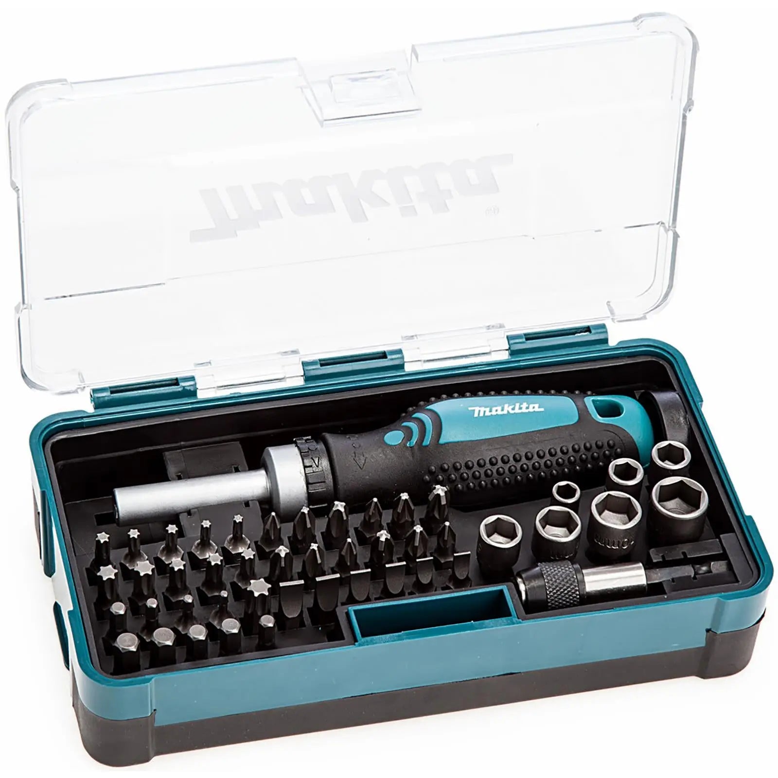 Makita Ratchet Screwdriver Socket Bit Set Phillips Pozi Slotted Torx Hex Reverse White Rose Tools