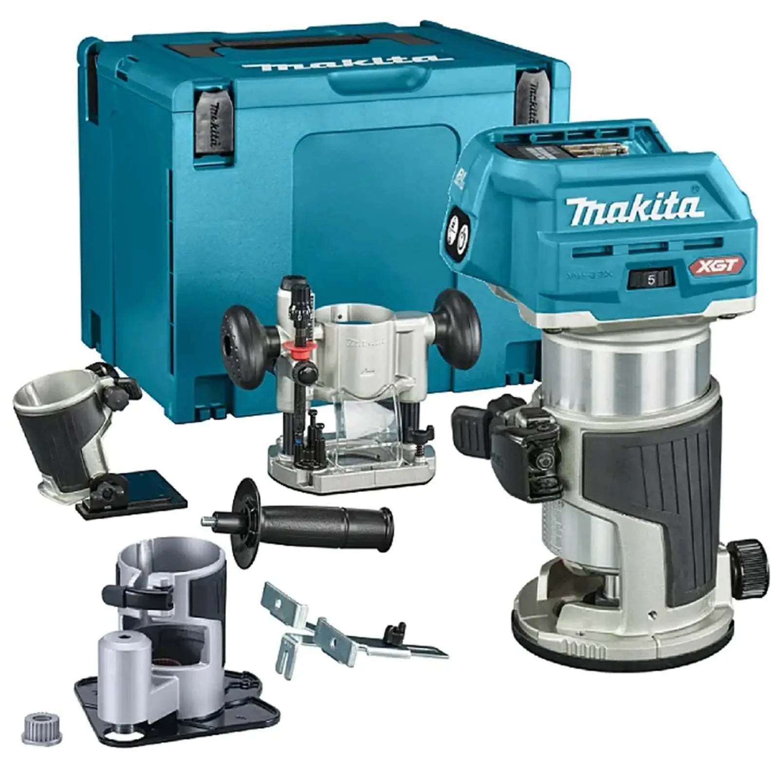 Makita Router Trimmer 40V Max XGT 1/4" Collet in MakPac Type 4 Case with Plunge Base Body Only RT001GZ16 White Rose Tools